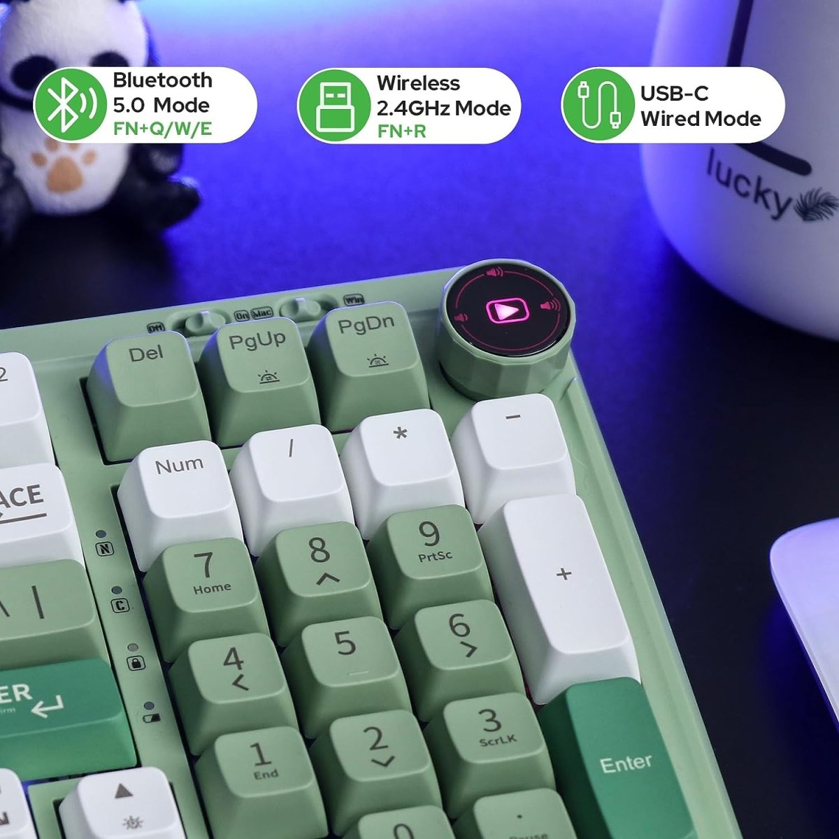 2.4G/USB - C Mechanical Keyboard with Customizable Display Screen - Keys Caps
