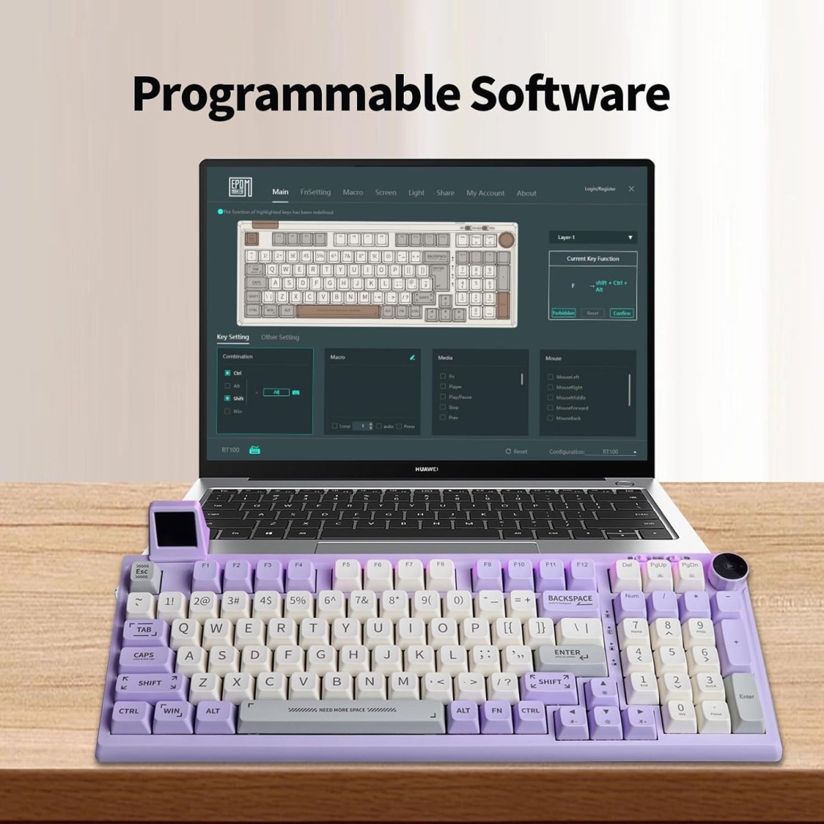 2.4G/USB - C Mechanical Keyboard with Customizable Display Screen - Keys Caps