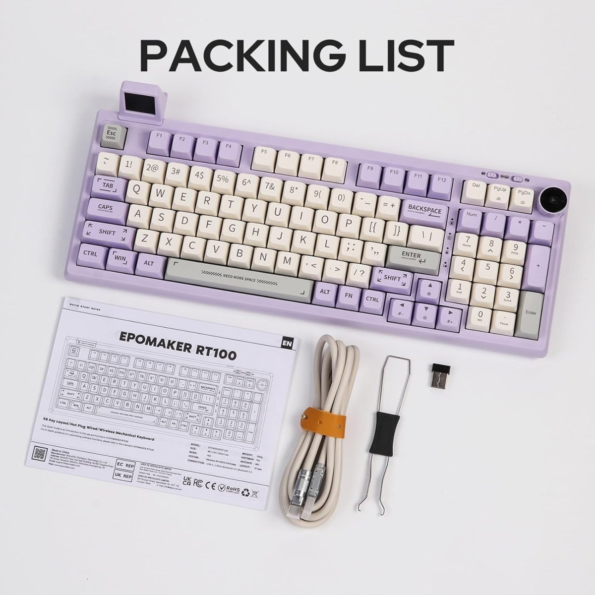 2.4G/USB - C Mechanical Keyboard with Customizable Display Screen - Keys Caps