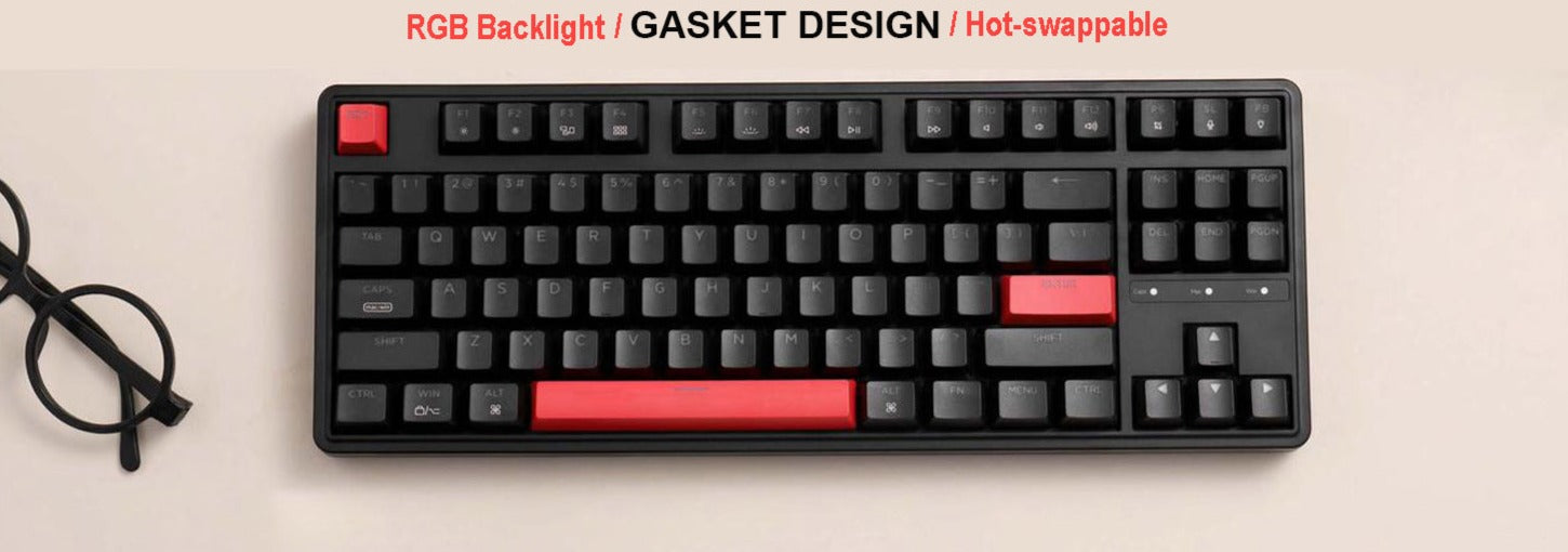 Custom Gaming Keyboard Programmable 87 Keys Compact TKL Layout - KeysCaps