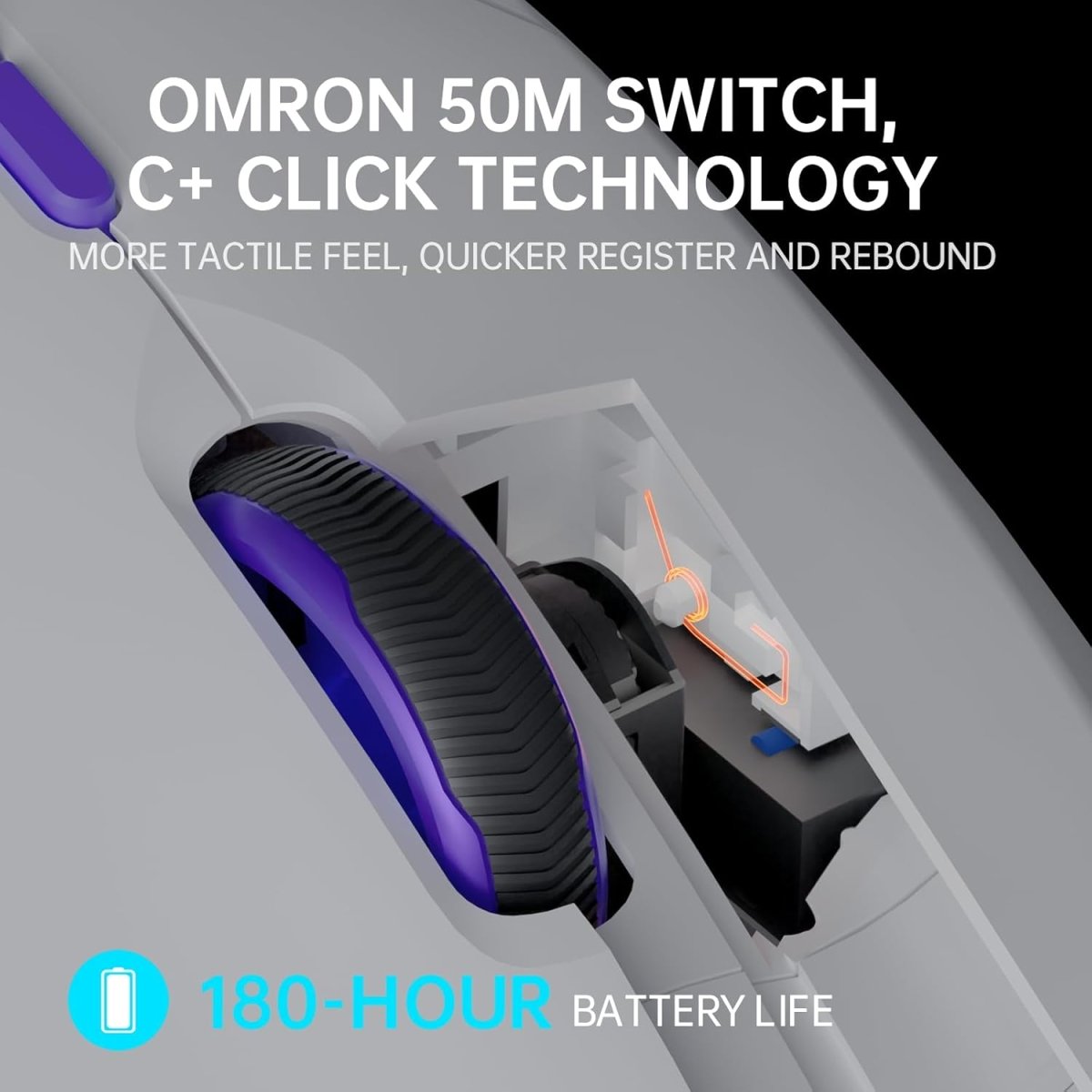 4K Wireless Gaming Mouse 26000 DPI Lightweight 180h Battery Life, On - Board Memory - Keys Caps