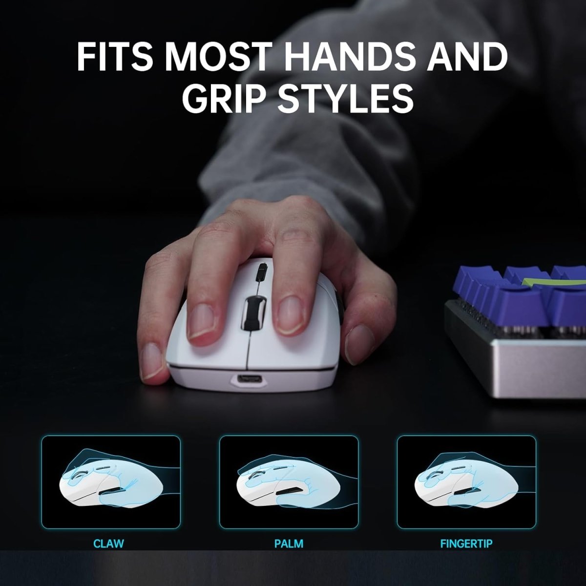 4K Wireless Gaming Mouse 26000 DPI Lightweight 180h Battery Life, On - Board Memory - Keys Caps