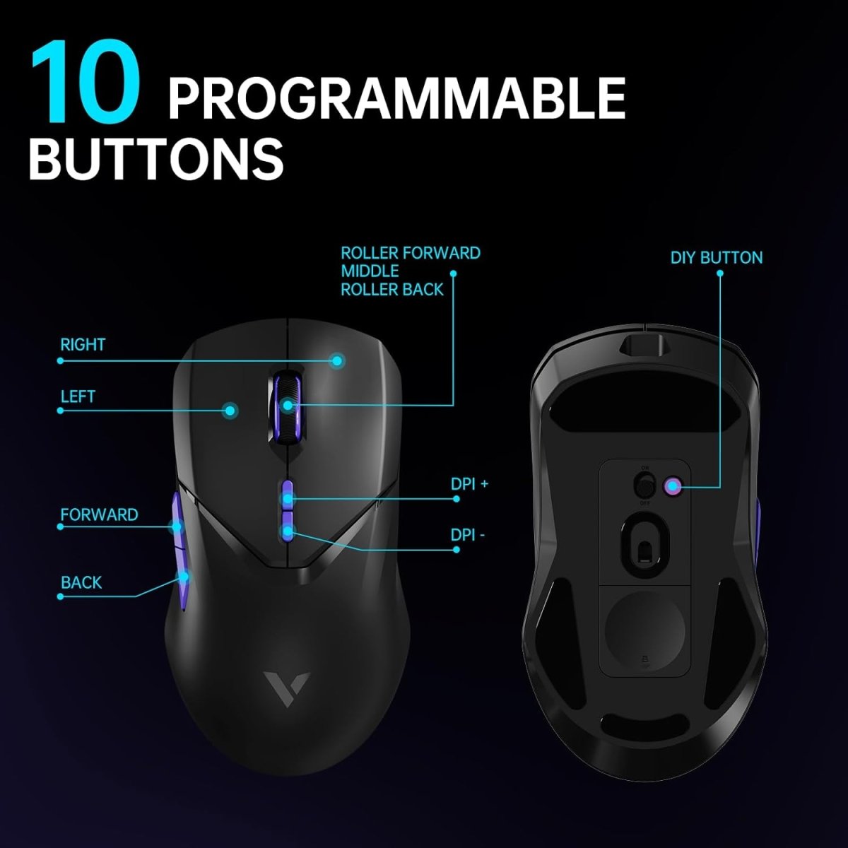 4K Wireless Gaming Mouse 26000 DPI Lightweight 180h Battery Life, On - Board Memory - Keys Caps