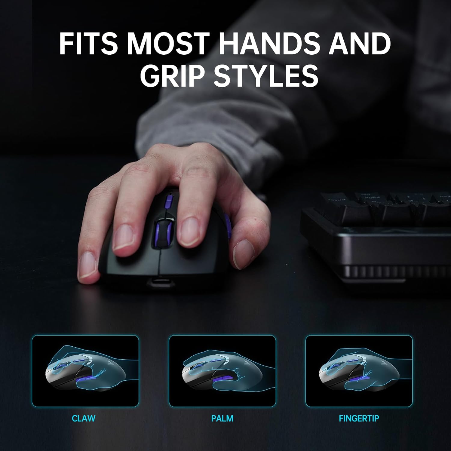 4K Wireless Gaming Mouse 26000 DPI Lightweight 180h Battery Life, On-Board Memory - KeysCaps