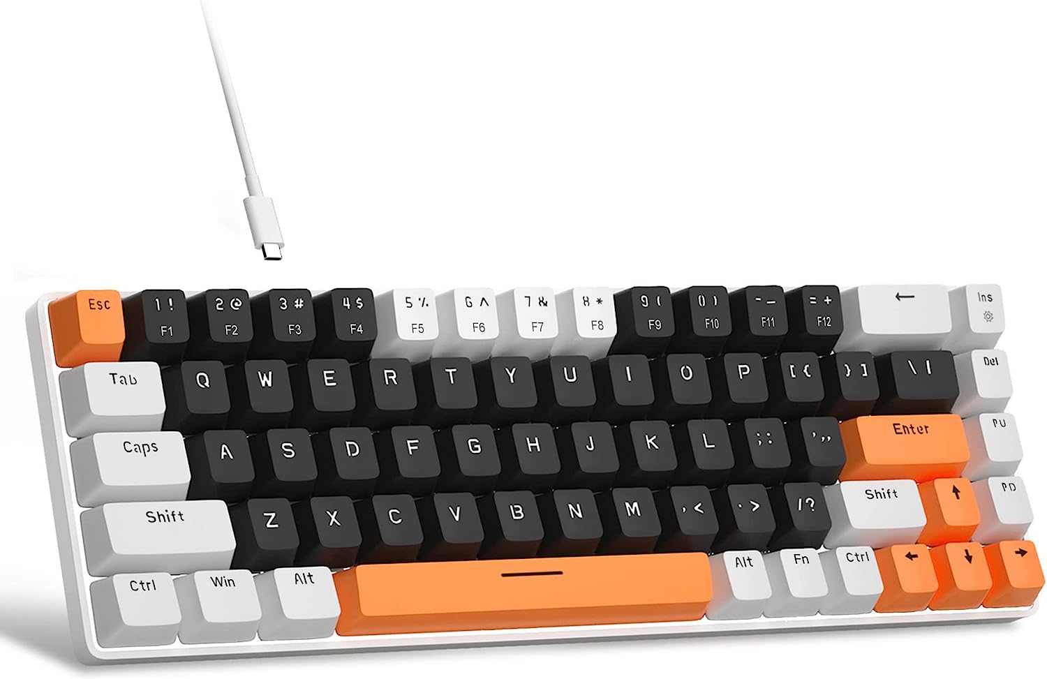 Portable Mechanical Gaming Keyboard LED Backlit Compact 68 Keys - KeysCaps