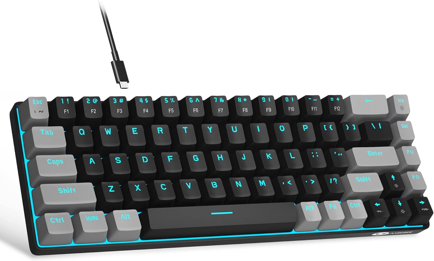 Portable Mechanical Gaming Keyboard LED Backlit Compact 68 Keys - KeysCaps