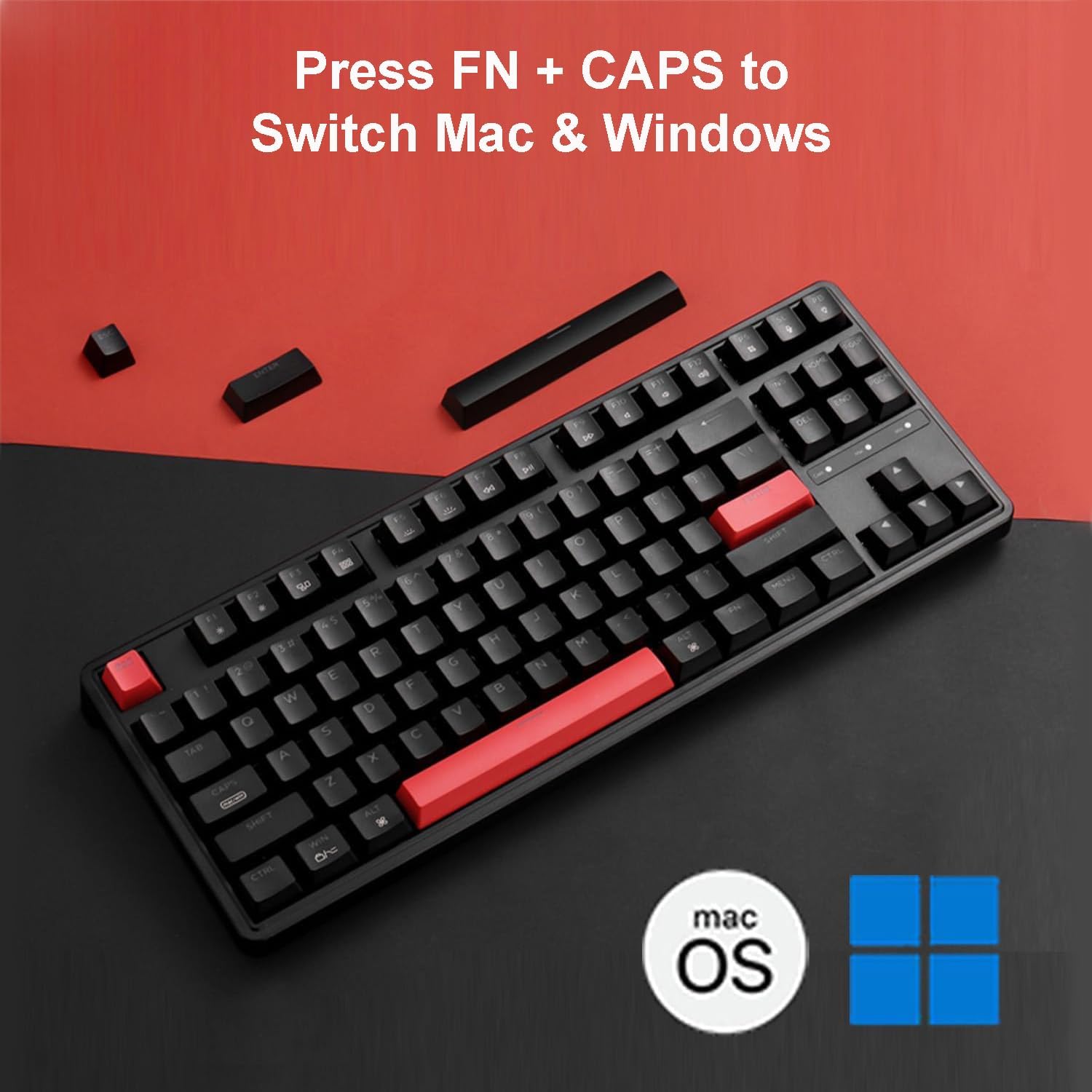 Custom Gaming Keyboard Programmable 87 Keys Compact TKL Layout - KeysCaps