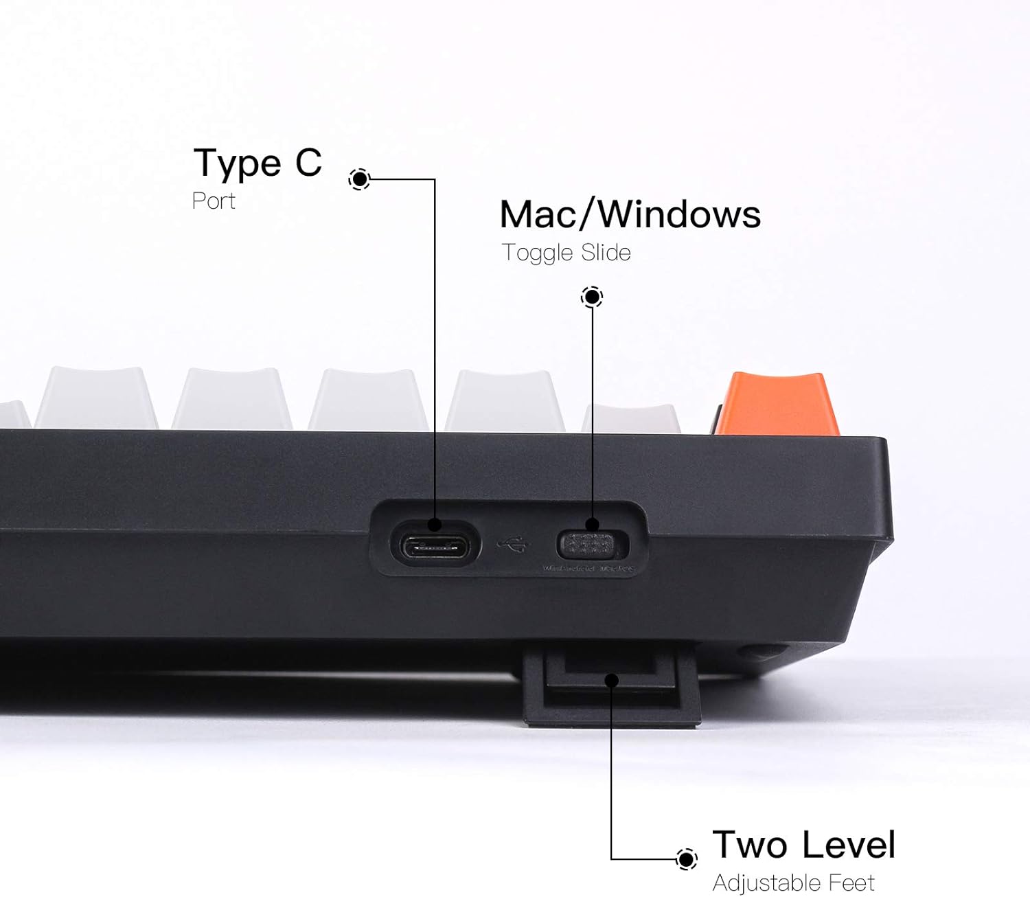 Clavier mécanique couleur rétro pleine grandeur : compatible Mac Windows, 104 touches, câble tressé USB Type-C 