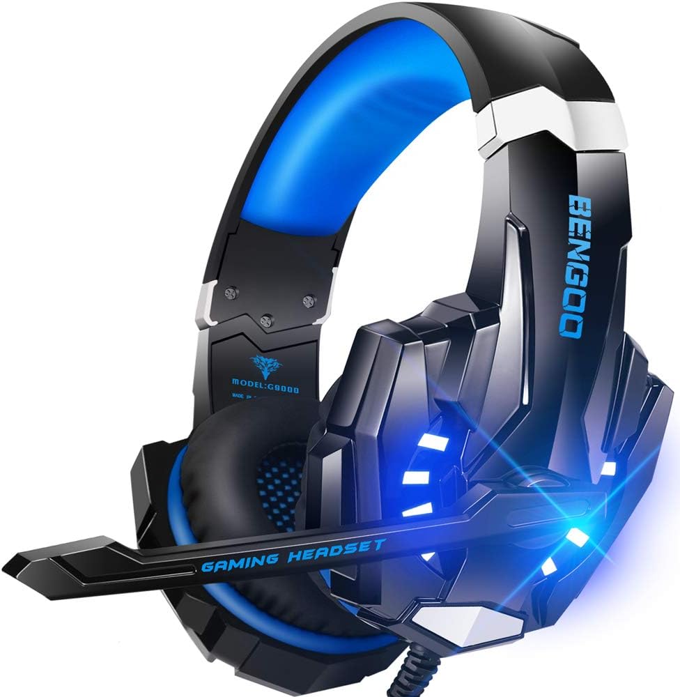 Stereo Gaming Wired Headset Noise Cancelling  Mic LED Light Bass Surround Soft Memory Earmuffs