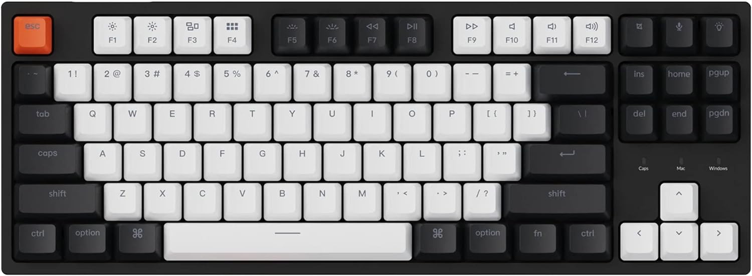 Wired Mechanical Keyboard 80% Layout White LED Backlit Double-Shot ABS Keycaps - KeysCaps