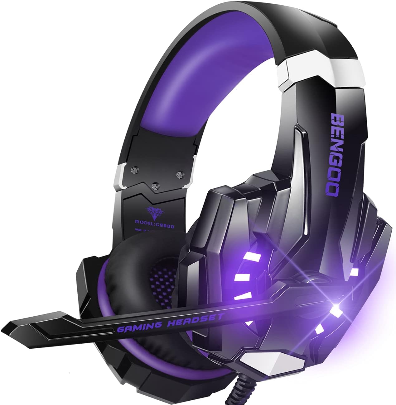 Stereo Gaming Wired Headset Noise Cancelling  Mic LED Light Bass Surround Soft Memory Earmuffs