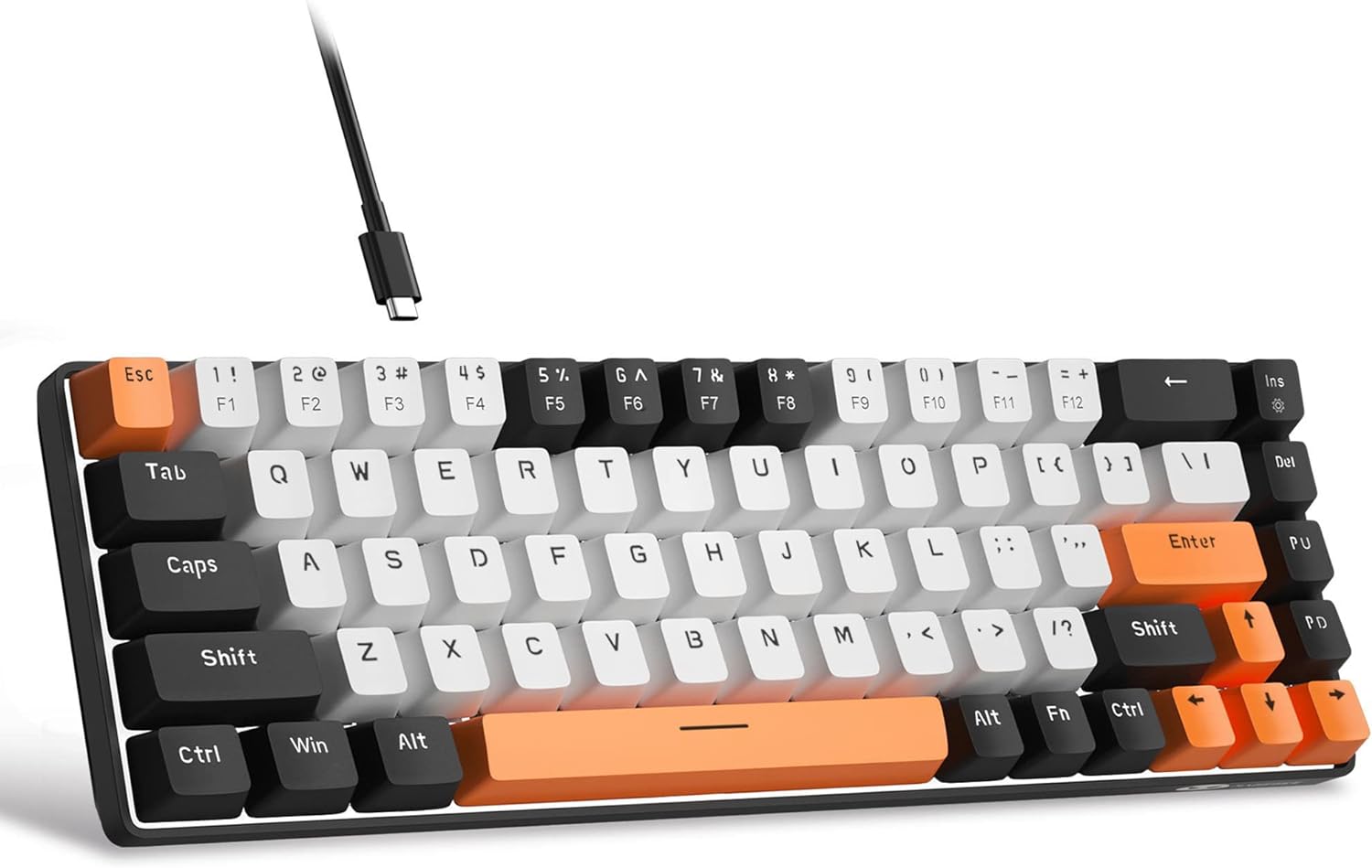 Portable Mechanical Gaming Keyboard LED Backlit Compact 68 Keys - KeysCaps