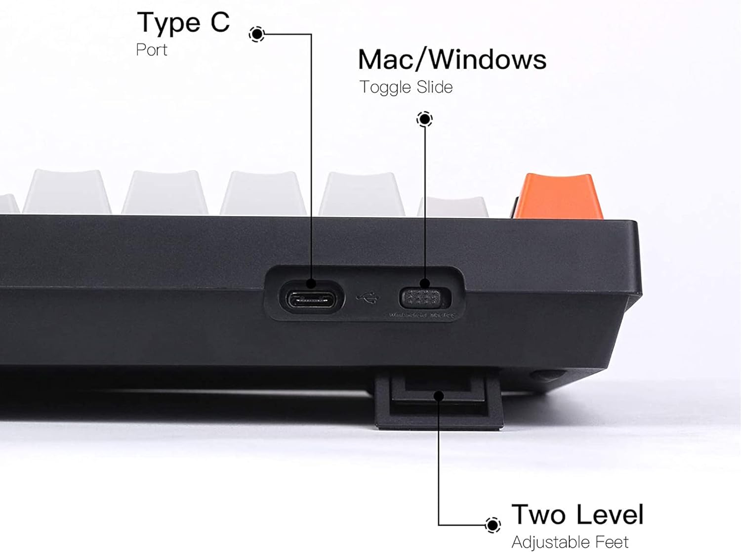 Wired Mechanical Keyboard 80% Layout White LED Backlit Double-Shot ABS Keycaps - KeysCaps