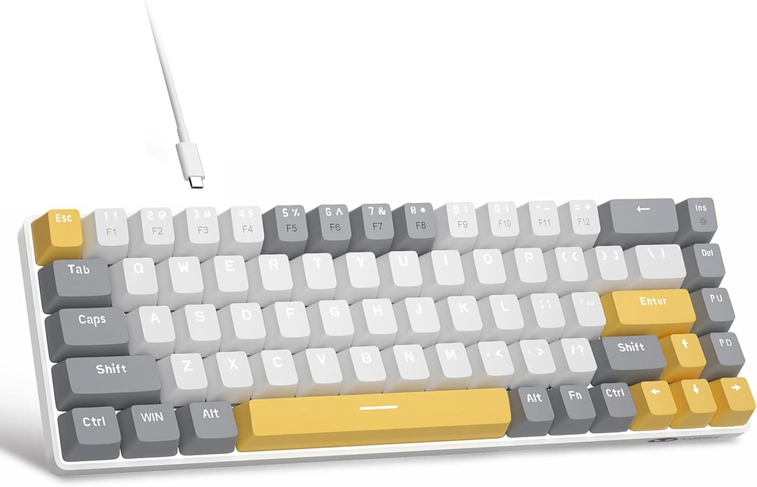 Portable Mechanical Gaming Keyboard LED Backlit Compact 68 Keys - KeysCaps