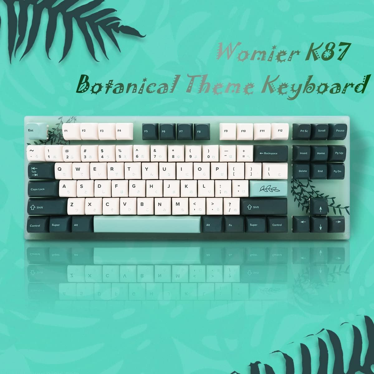 Gaming Mechanical Keyboard TKL Hot Swappable RGB with Plant Theme - KeysCaps
