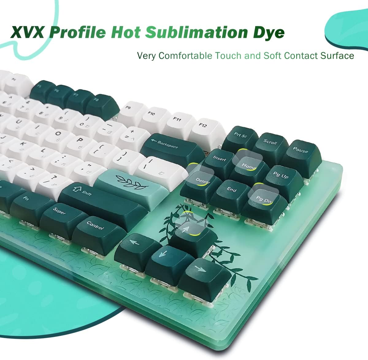 Gaming Mechanical Keyboard TKL Hot Swappable RGB with Plant Theme - KeysCaps
