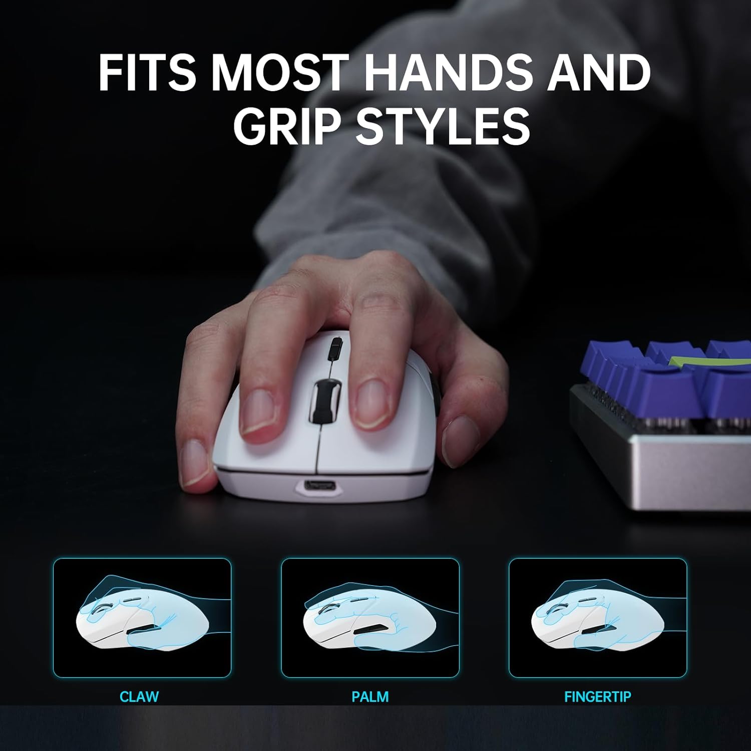 4K Wireless Gaming Mouse 26000 DPI Lightweight 180h Battery Life, On-Board Memory - KeysCaps
