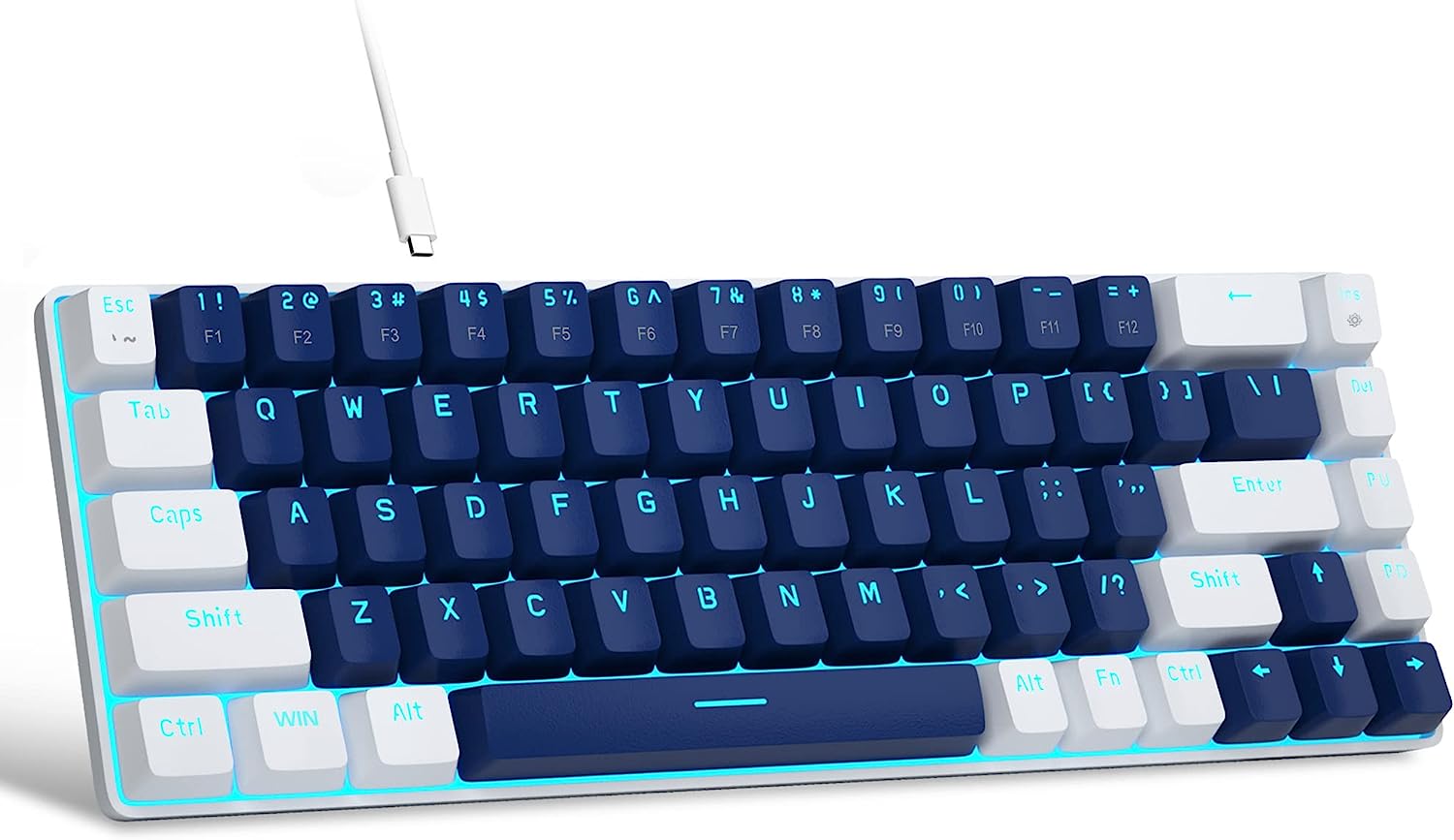 Portable Mechanical Gaming Keyboard LED Backlit Compact 68 Keys - KeysCaps