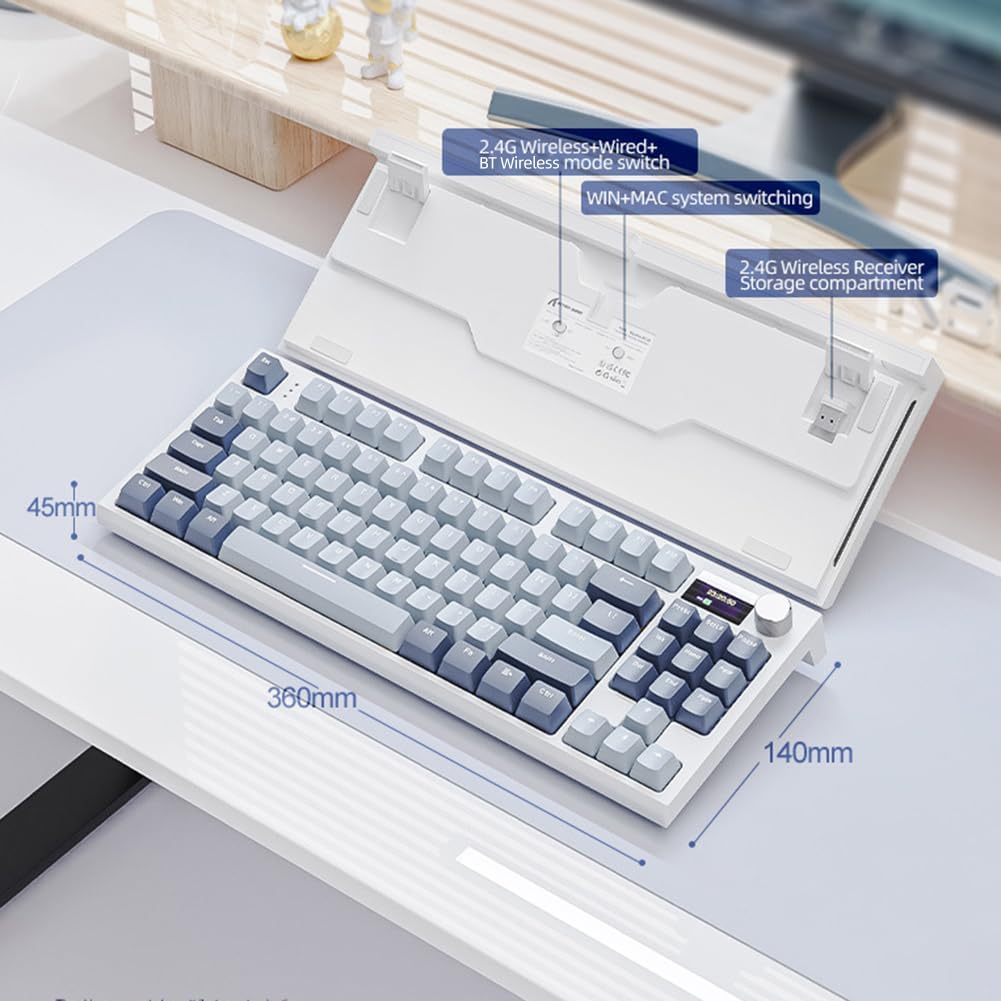 Wireless Hot-Swappable Mechanical Keyboard 2.4g With Display Screen