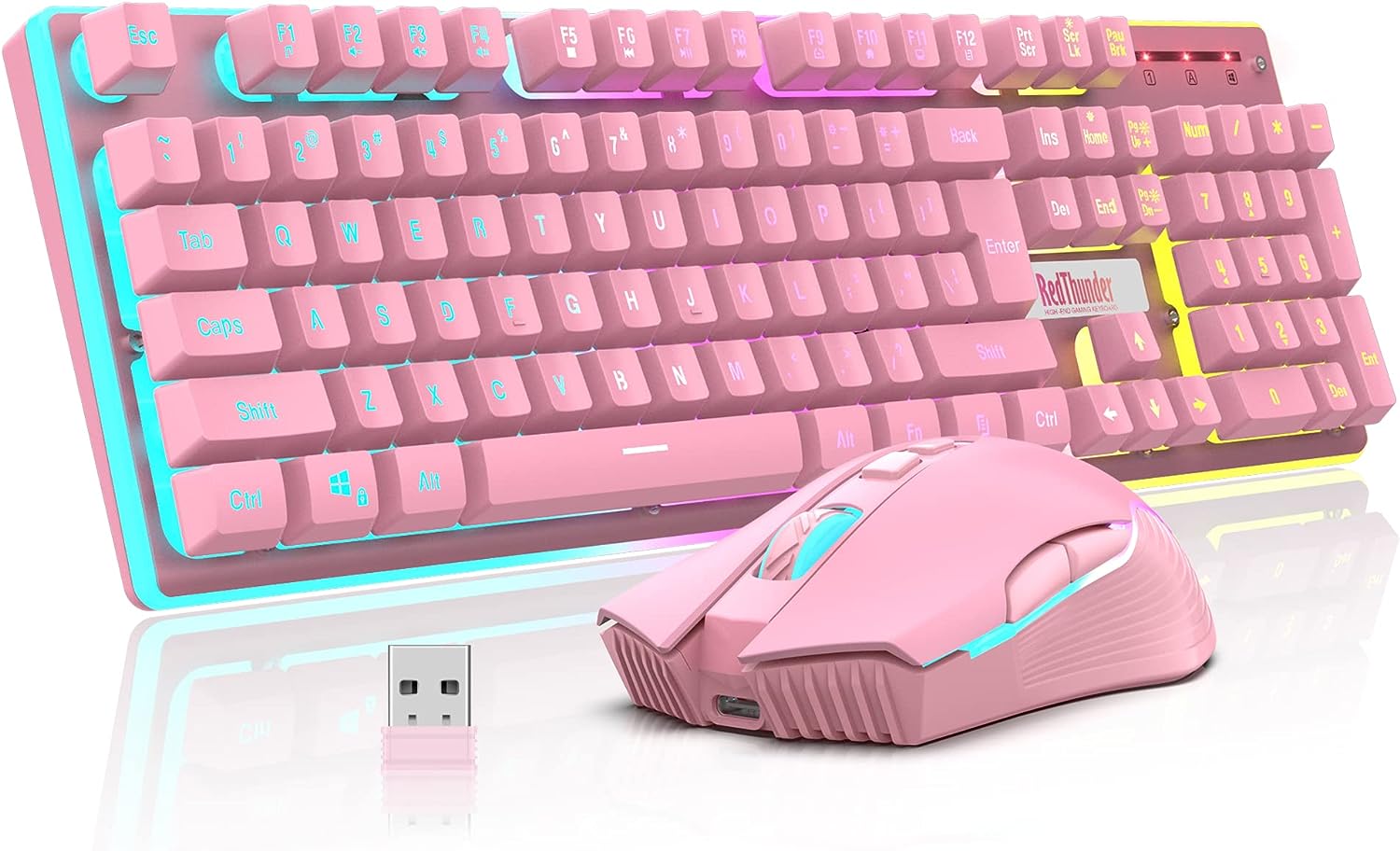 Wireless Gaming Keyboard  7D 3200DPI Mouse Combo LED Backlit Rechargeable Mechanical Anti-ghosting