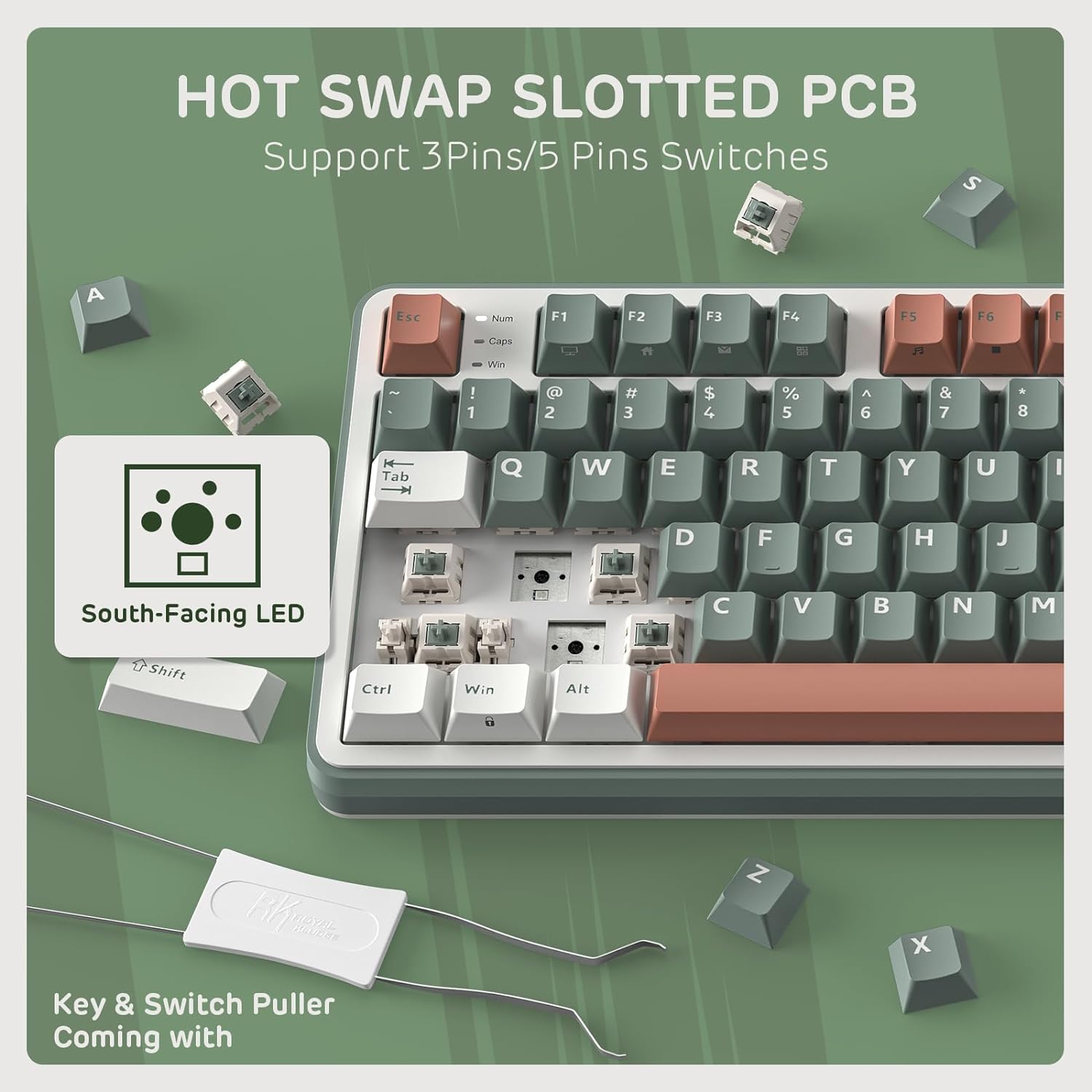 Wireless Mechanical Keyboard BT/2.4G/USB-C Hot Swappable - KeysCaps