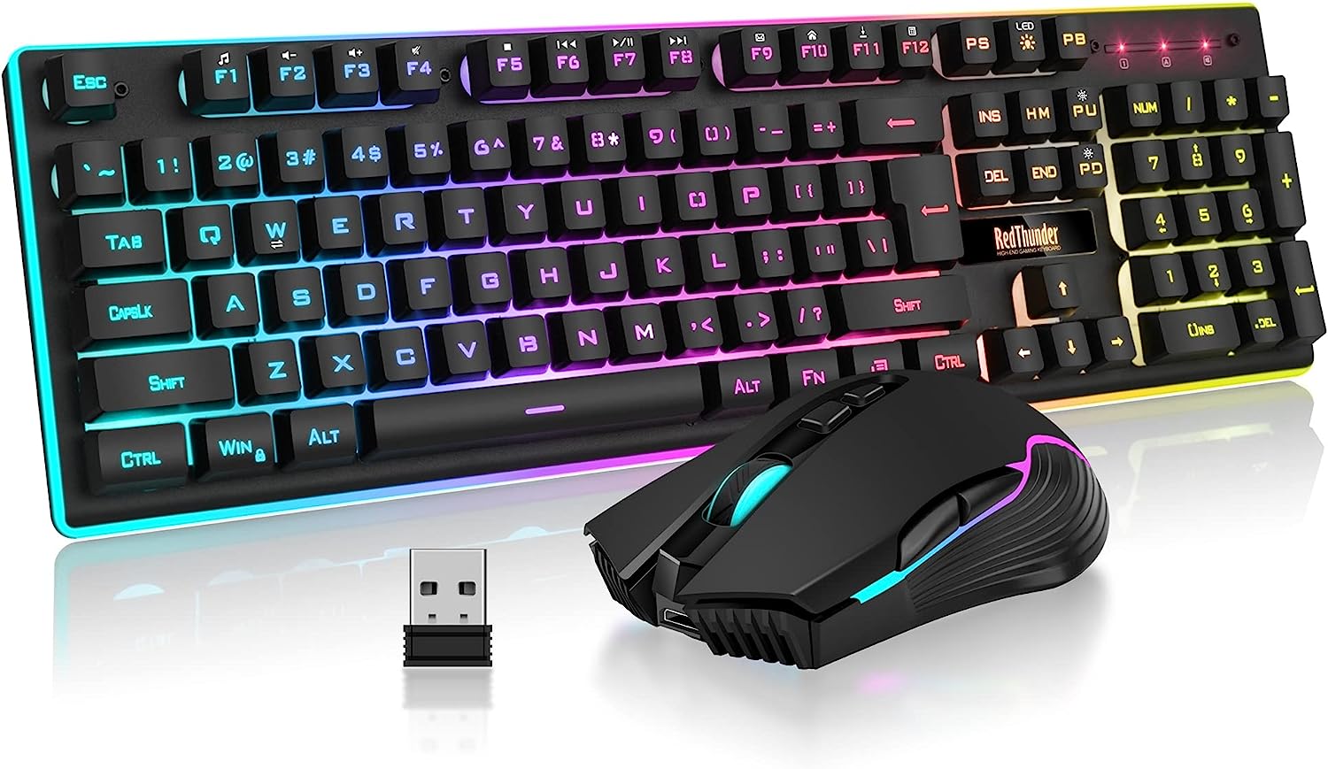 Wireless Gaming Keyboard  7D 3200DPI Mouse Combo LED Backlit Rechargeable Mechanical Anti-ghosting