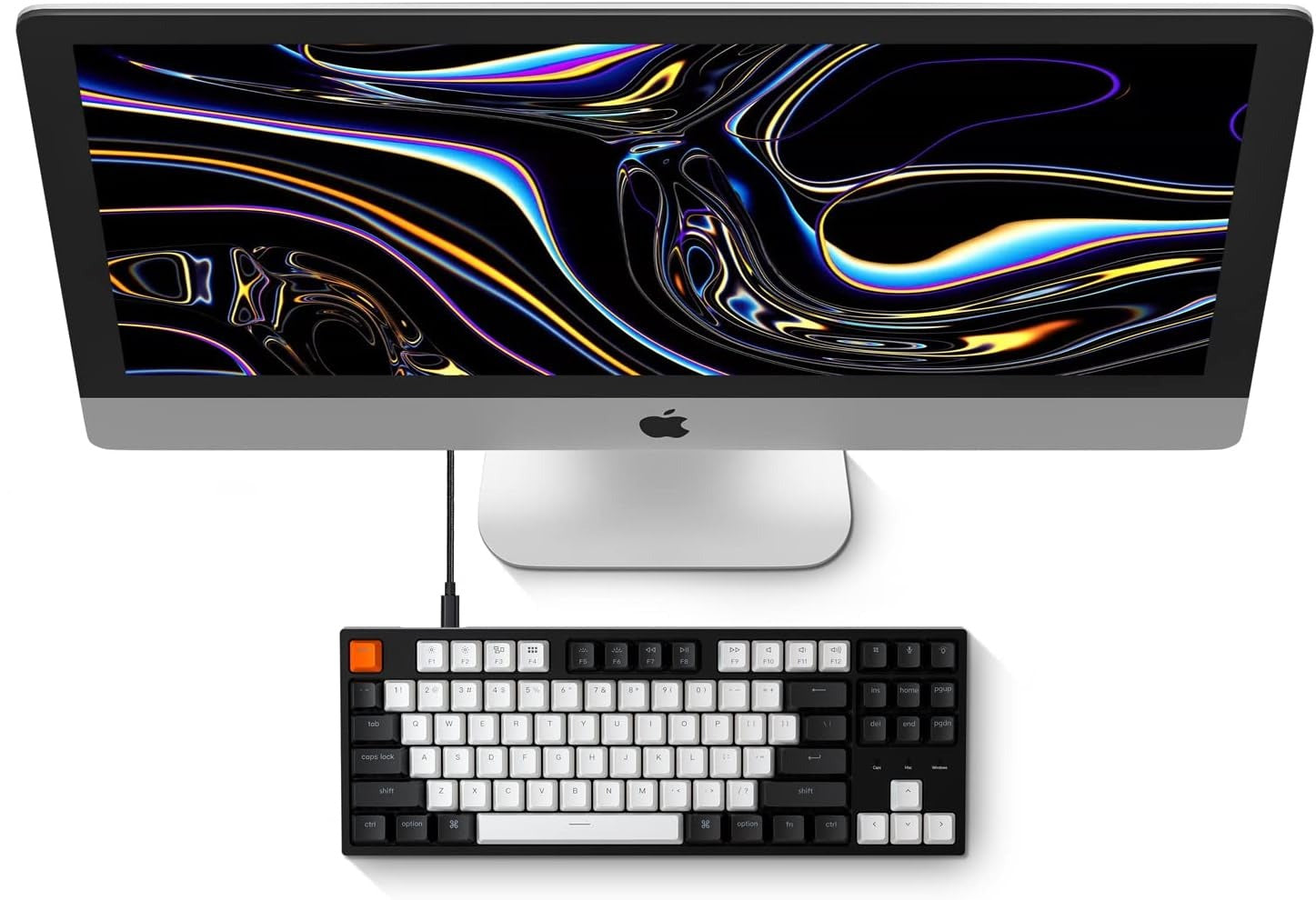 Wired Mechanical Keyboard 80% Layout White LED Backlit Double-Shot ABS Keycaps