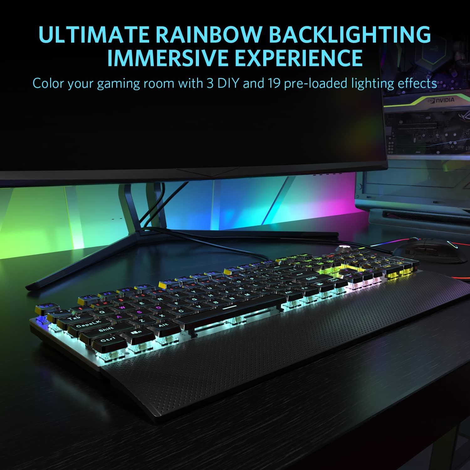 Mechanical Backlit Gaming Keyboard Wired 104 keys - KeysCaps