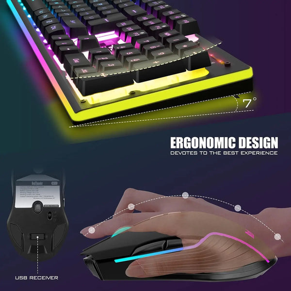 Wireless Gaming Rechargeable Keyboard & Mouse Combo