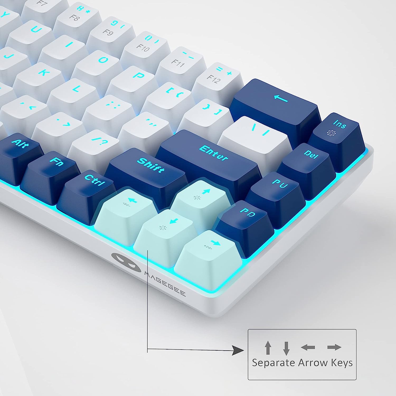 Portable Mechanical Gaming Keyboard LED Backlit Compact 68 Keys - KeysCaps