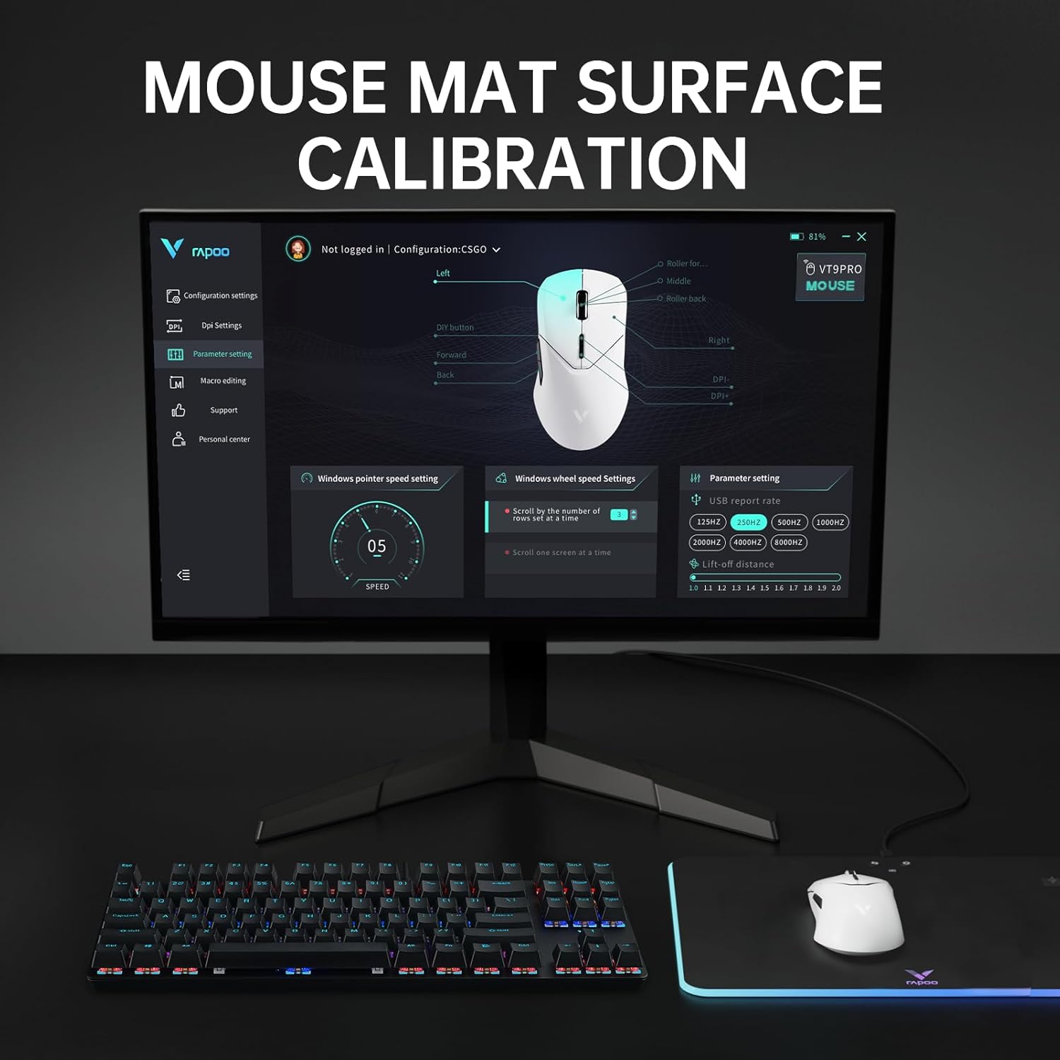 4K Wireless Gaming Mouse 26000 DPI Lightweight 180h Battery Life, On-Board Memory - KeysCaps