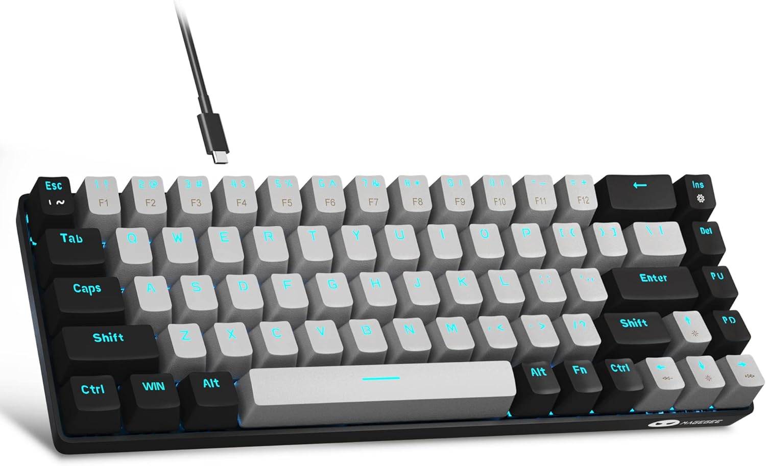 Portable Mechanical Gaming Keyboard LED Backlit Compact 68 Keys - KeysCaps