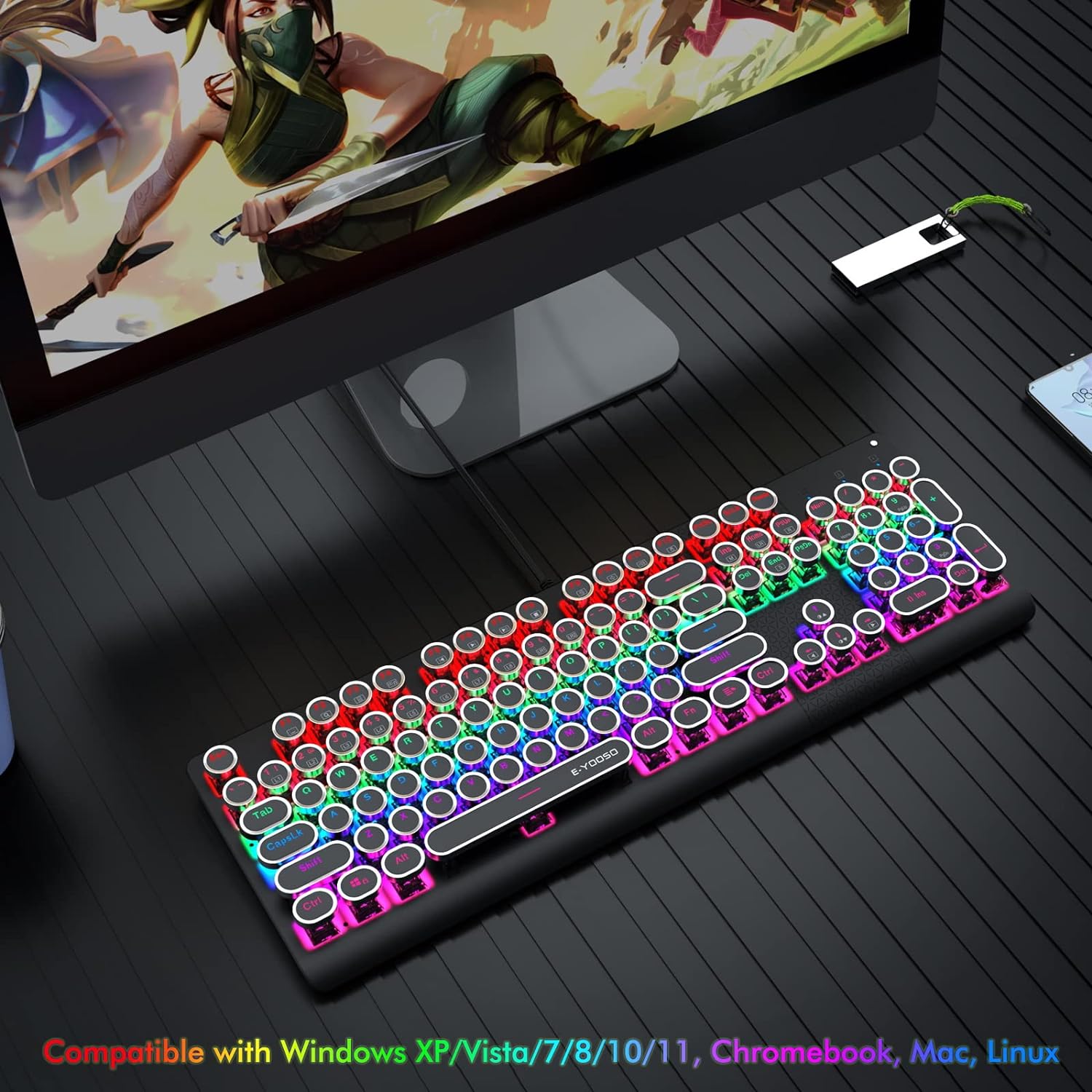 Mechanical Backlit Gaming Keyboard Wired 104 keys - KeysCaps
