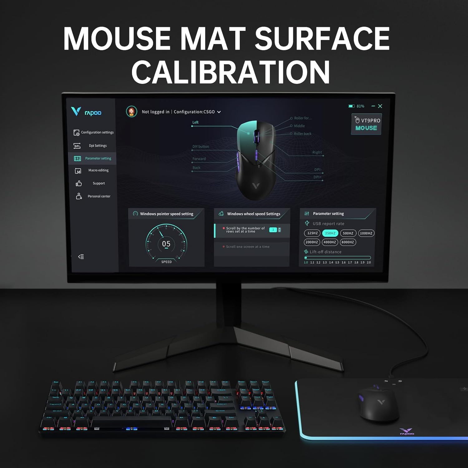 4K Wireless Gaming Mouse 26000 DPI Lightweight 180h Battery Life, On-Board Memory - KeysCaps