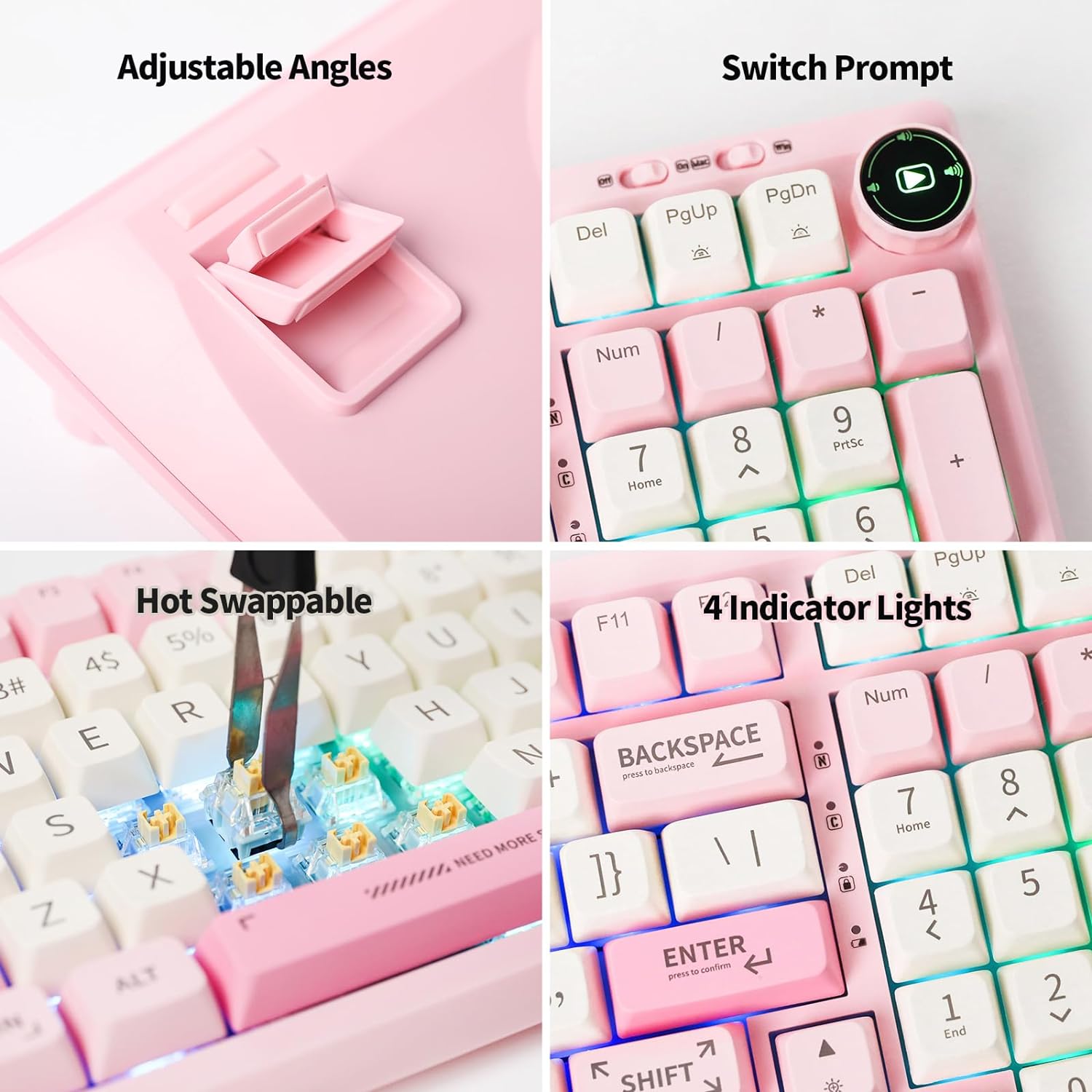 2.4G/USB-C Mechanical Keyboard with Customizable Display Screen - KeysCaps