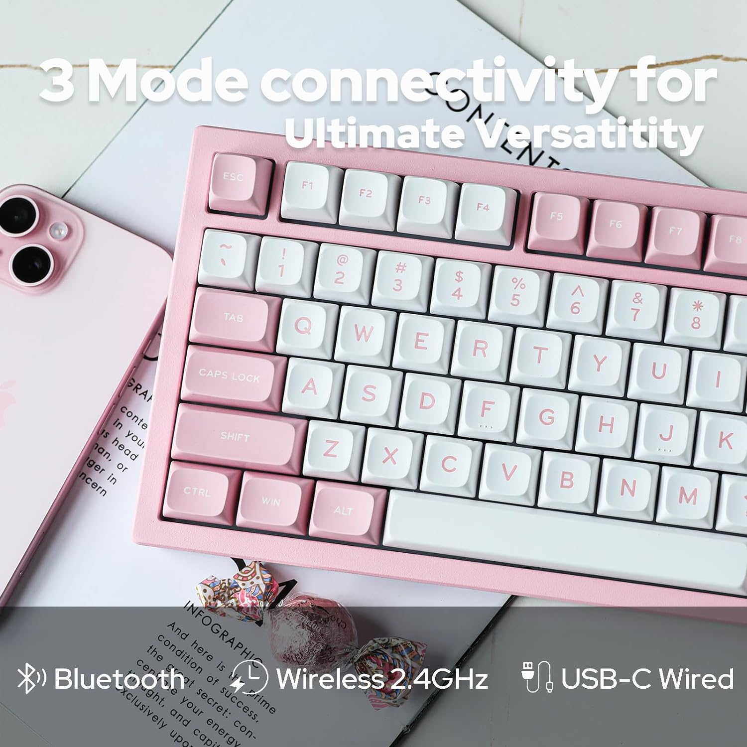 Gaming Wireless Mechanical Keyboard Aluminum Alloy Hot-Swappable Gasket-Mounted - KeysCaps