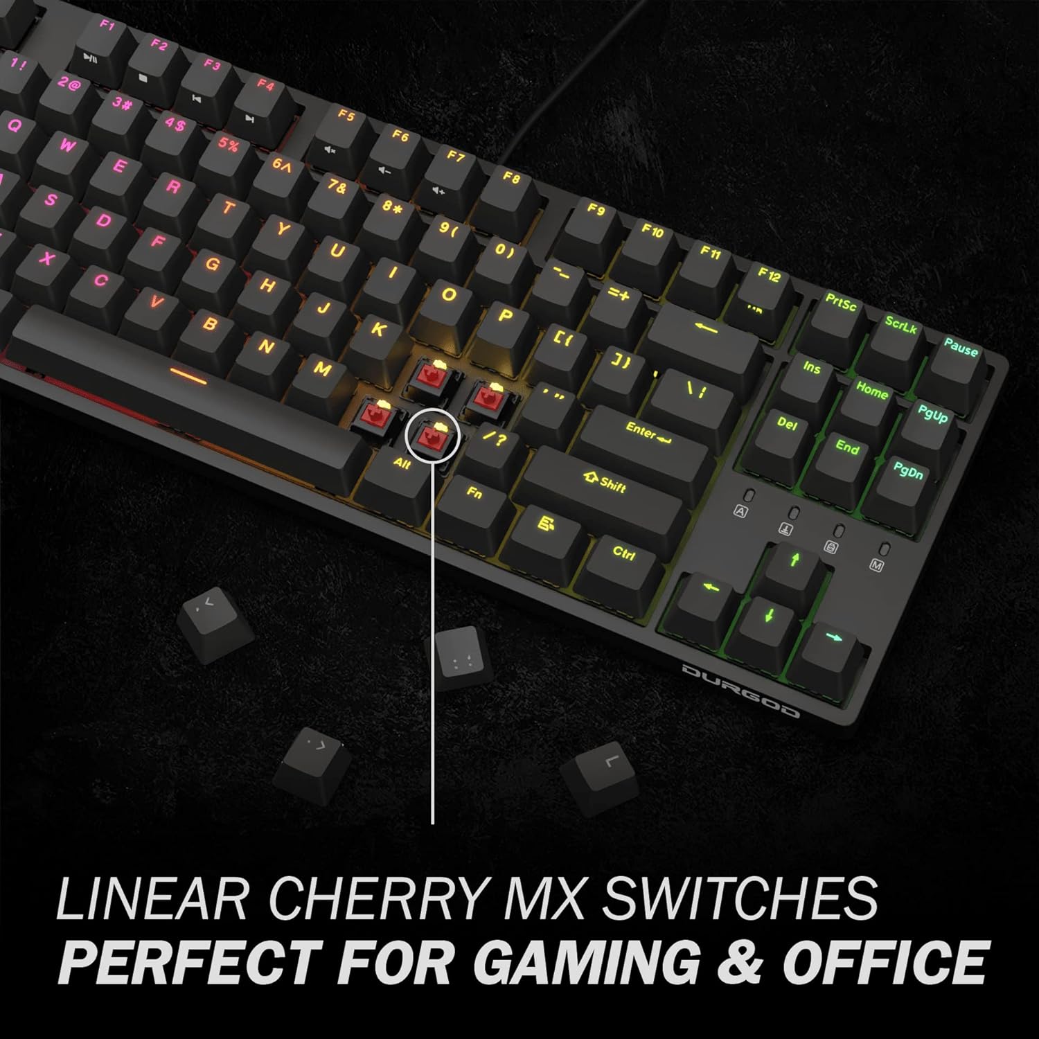 Wired Mechanical Gaming Keyboard - 87 Key - Double Shot PBT - KeysCaps