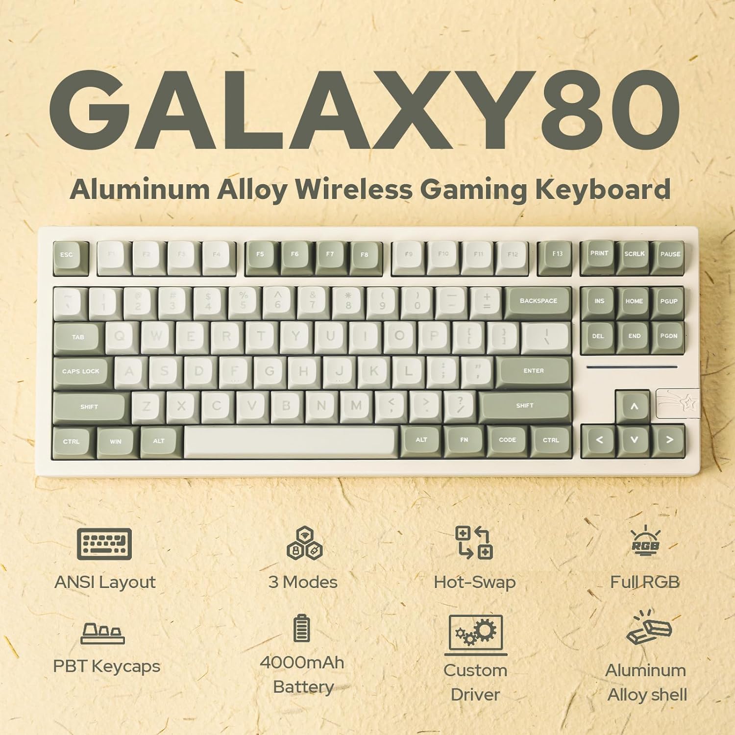 Gaming Wireless Mechanical Keyboard Aluminum Alloy Hot-Swappable Gasket-Mounted - KeysCaps