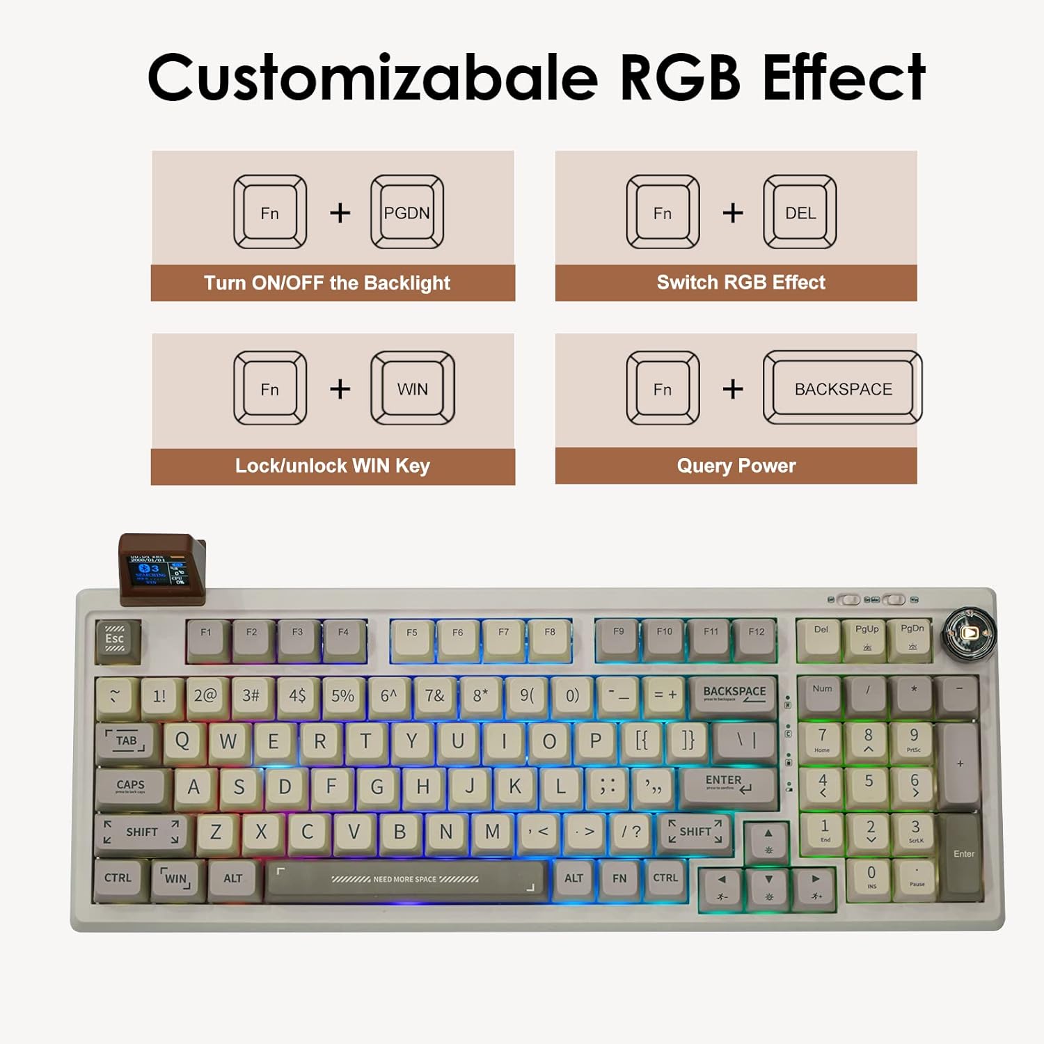 2.4G/USB-C Mechanical Keyboard with Customizable Display Screen