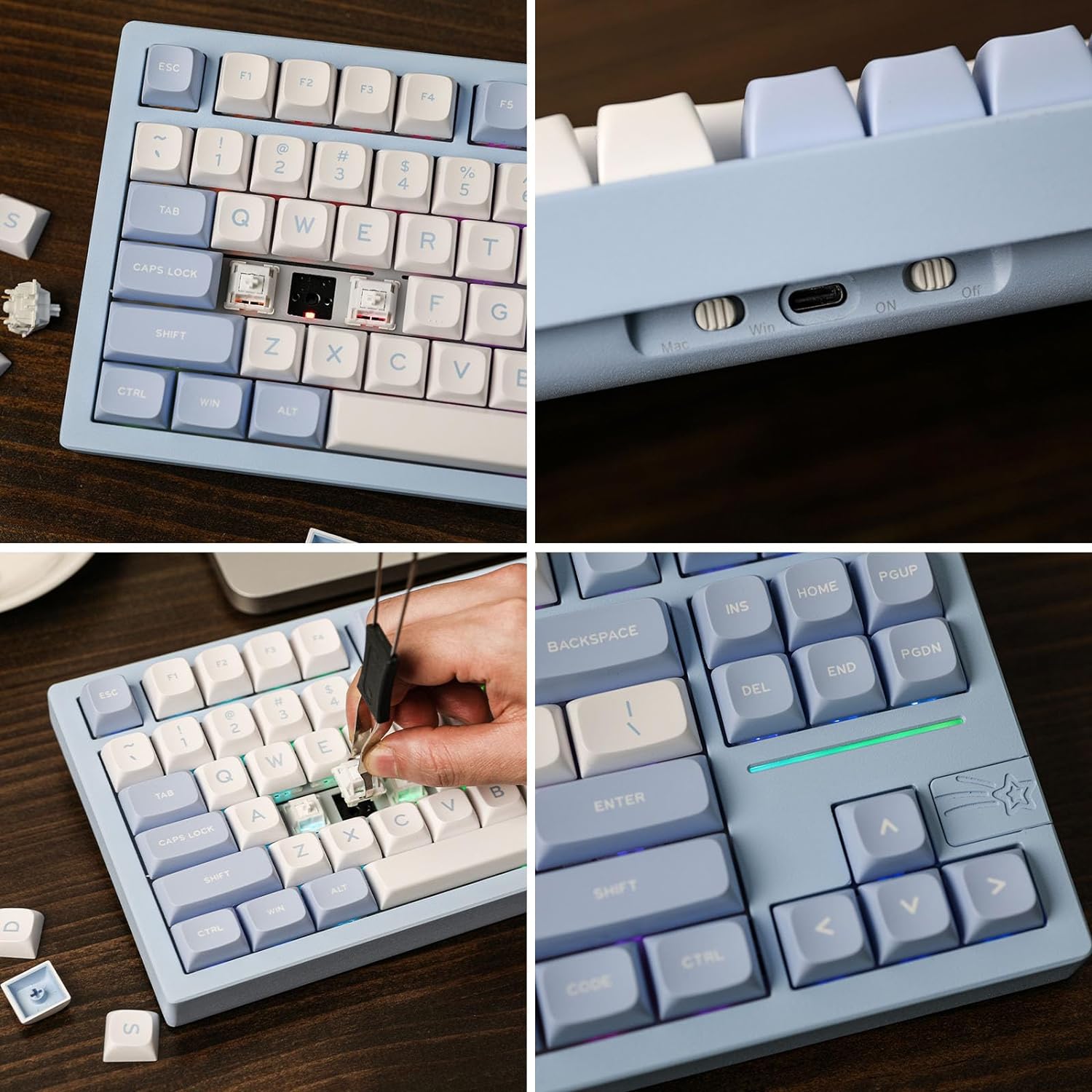 Gaming Wireless Mechanical Keyboard Aluminum Alloy Hot-Swappable Gasket-Mounted - KeysCaps