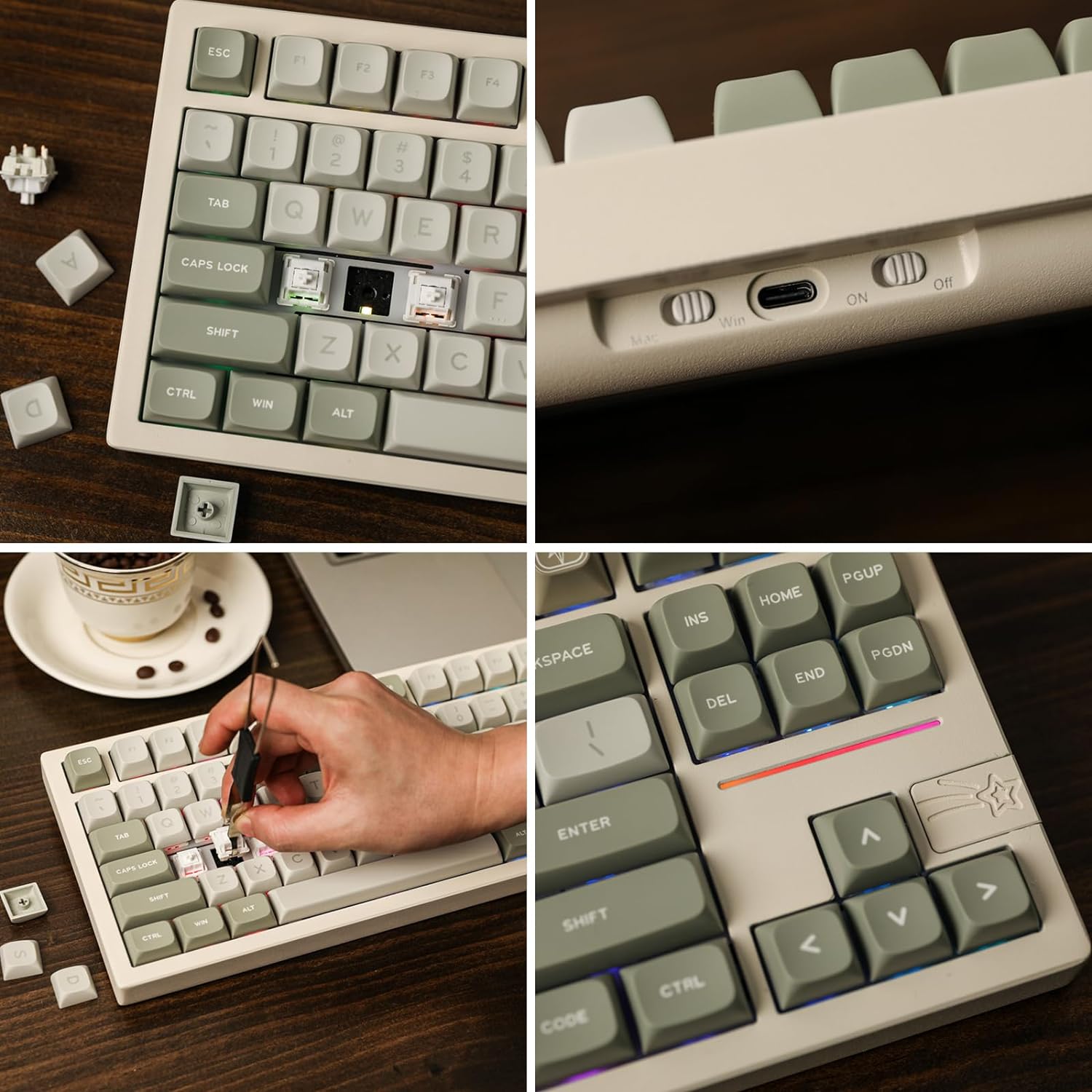 Gaming Wireless Mechanical Keyboard Aluminum Alloy Hot-Swappable Gasket-Mounted - KeysCaps