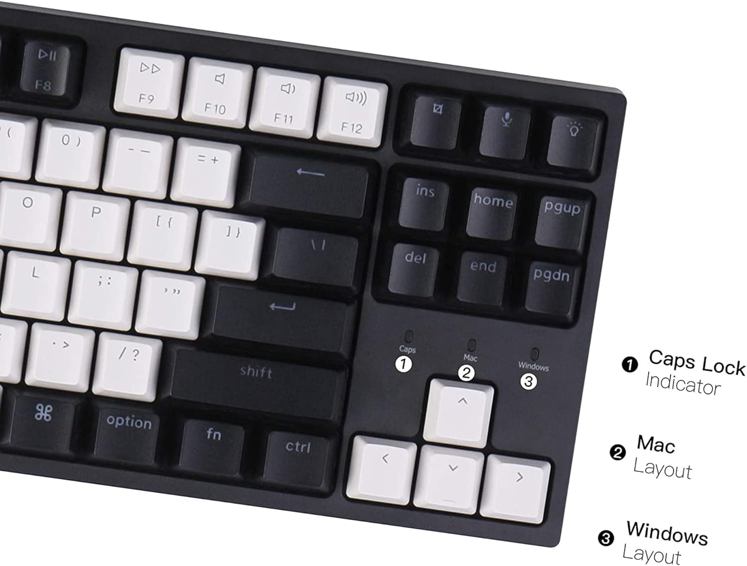 Wired Mechanical Keyboard 80% Layout White LED Backlit Double-Shot ABS Keycaps - KeysCaps
