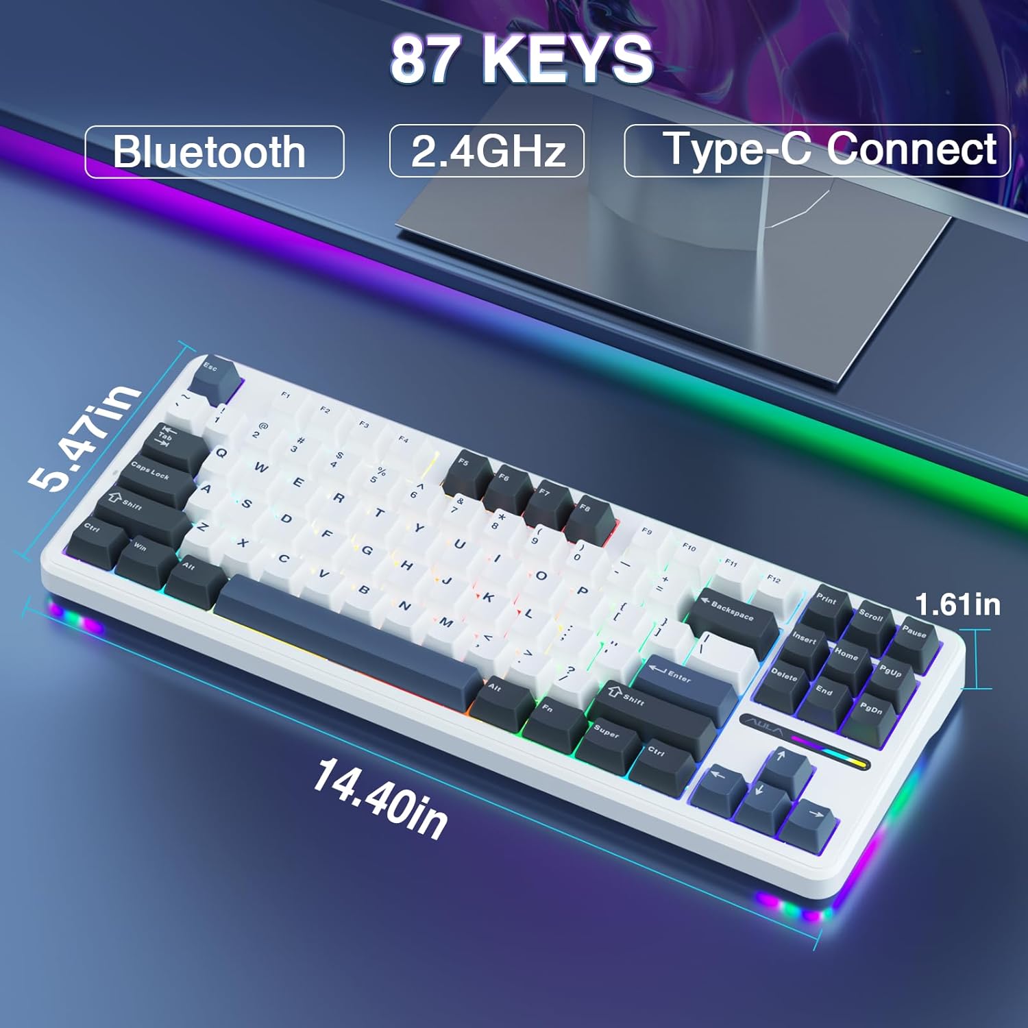 Wireless Custom Mechanical Gaming Keyboard Hot Swappable 2.4Ghz