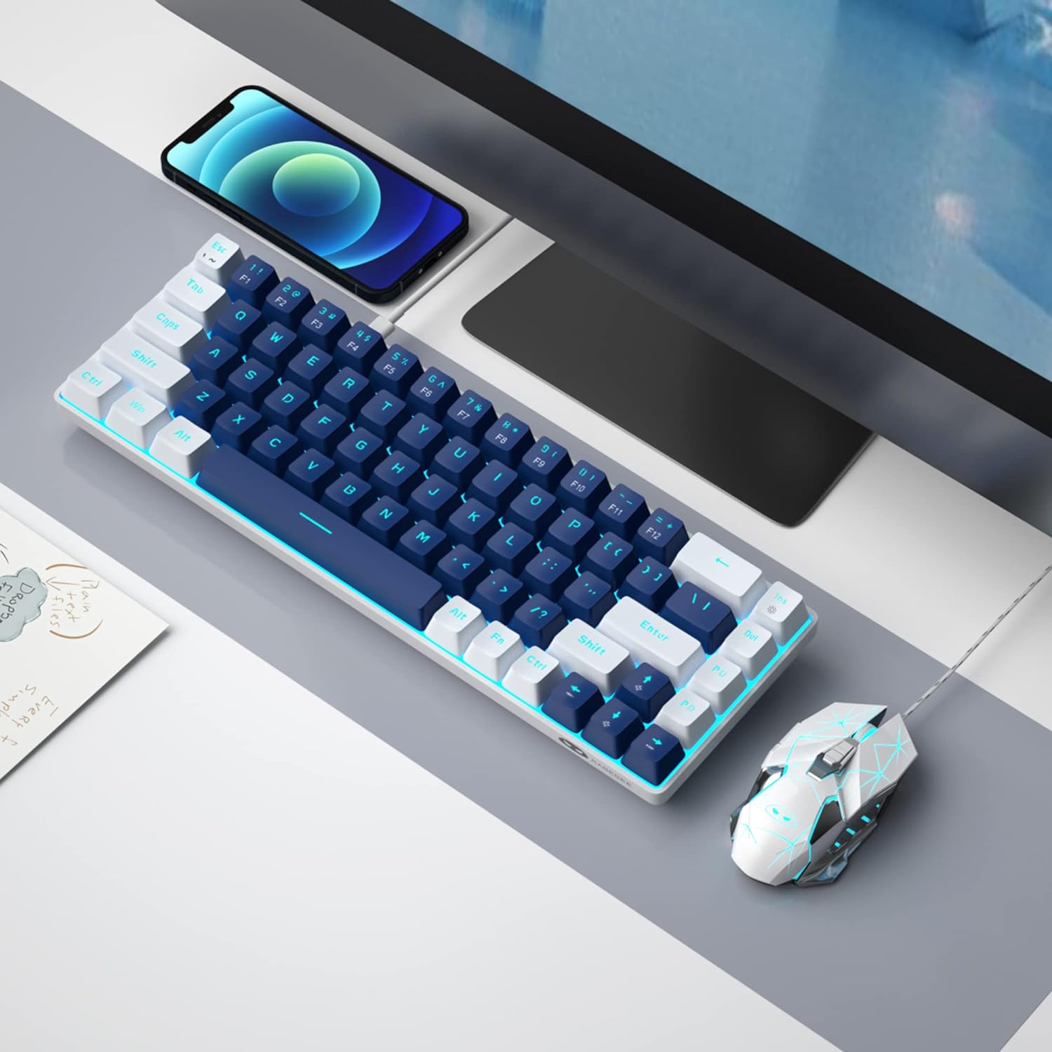 Portable Mechanical Gaming Keyboard LED Backlit Compact 68 Keys - KeysCaps