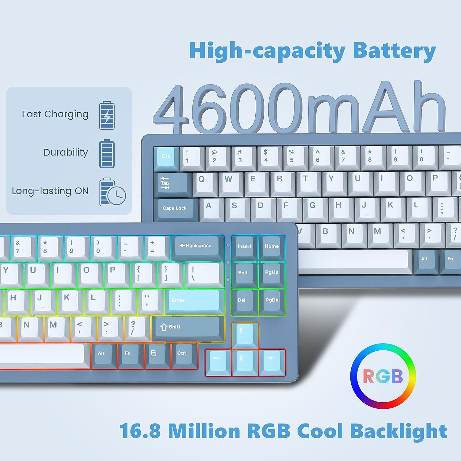 Gaming Mechanical Keyboard Wireless Hot-Swappable Aluminum Creamy Bluetooth/2.4G - KeysCaps