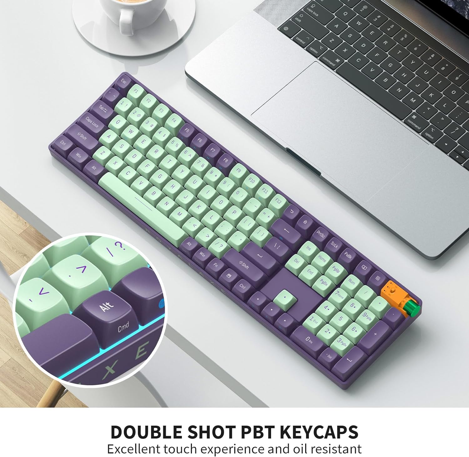 Wireless Mechanical Keyboard Hot Swappable Wireless RGB, PBT Keycaps - KeysCaps