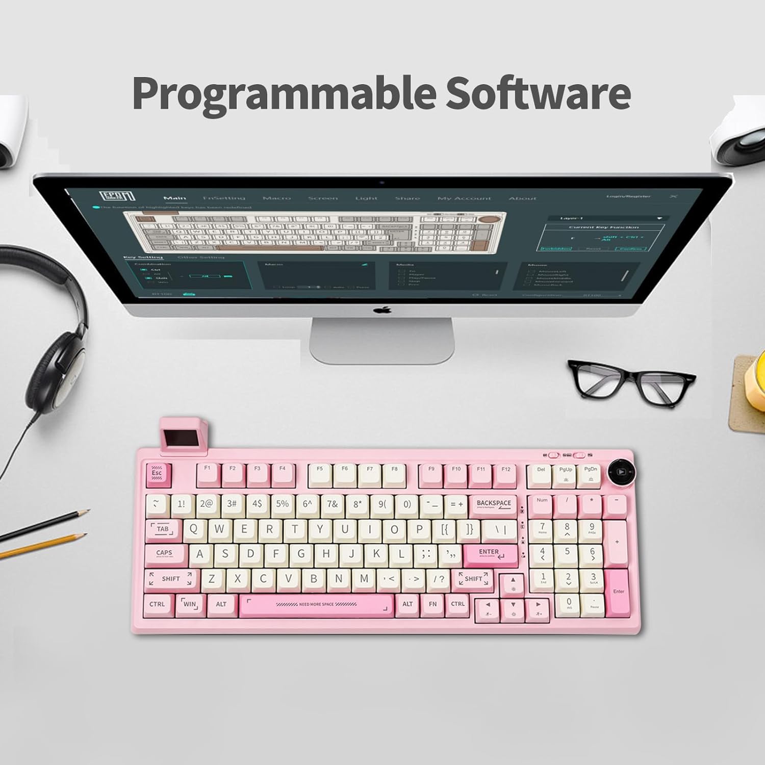 2.4G/USB-C Mechanical Keyboard with Customizable Display Screen - KeysCaps