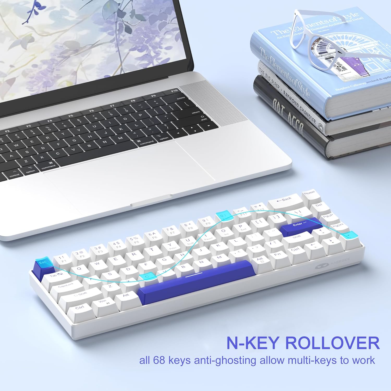 Portable Mechanical Gaming Keyboard LED Backlit Compact 68 Keys - KeysCaps