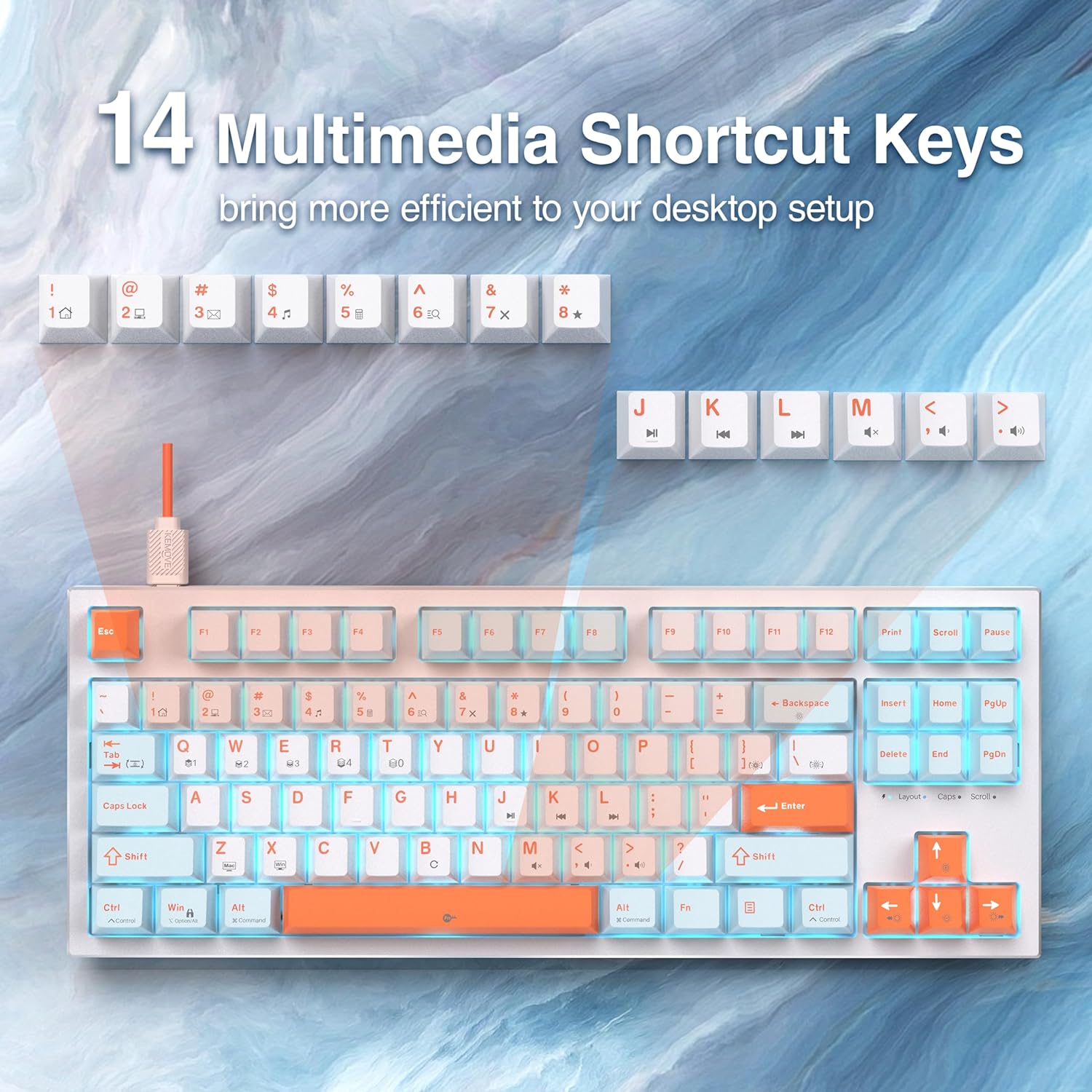 Mechanical Gaming Keyboard TKL Compact Wired Gaming Keyboard LED Backlit