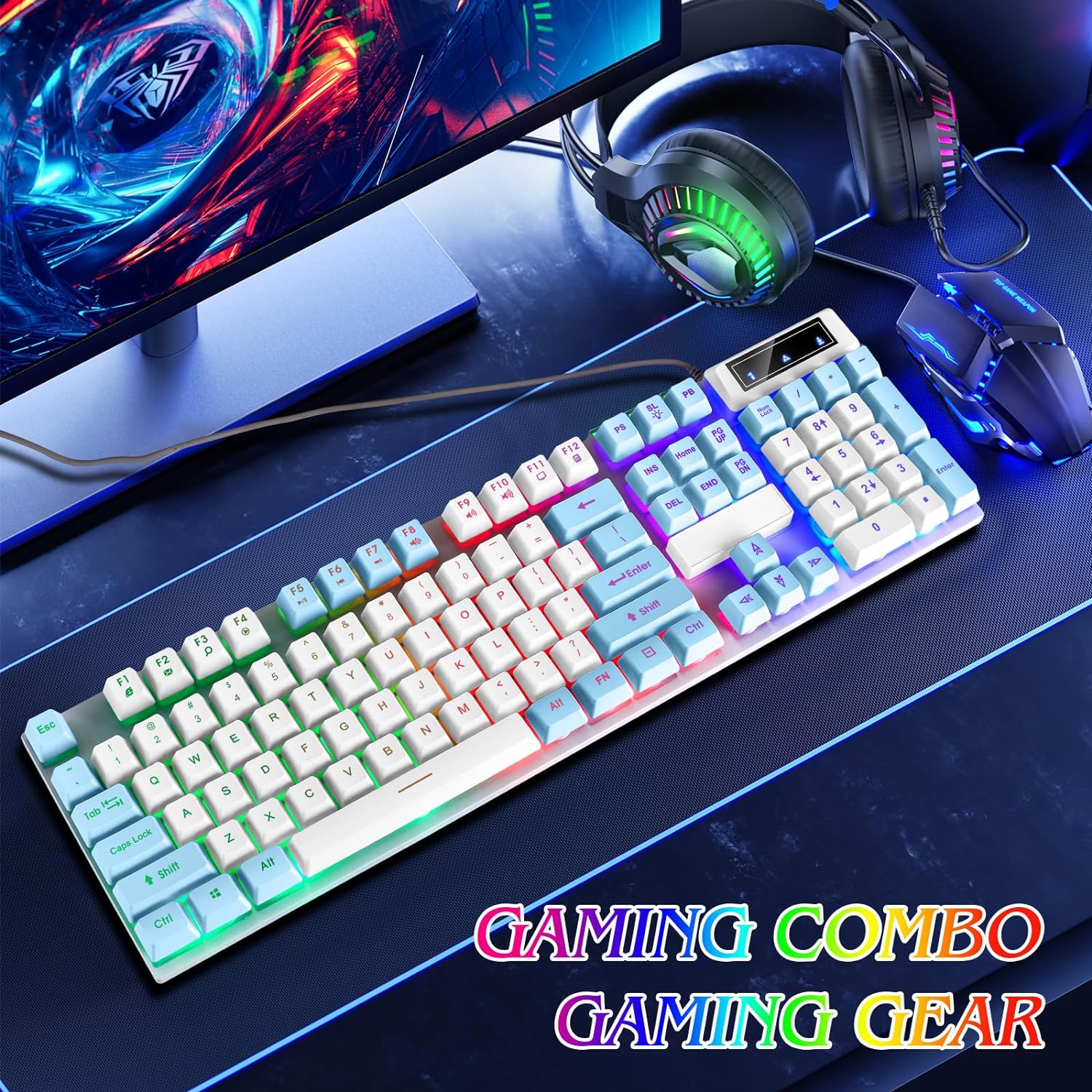 Backlit RGB Mechanical Keyboard Wired for Gaming